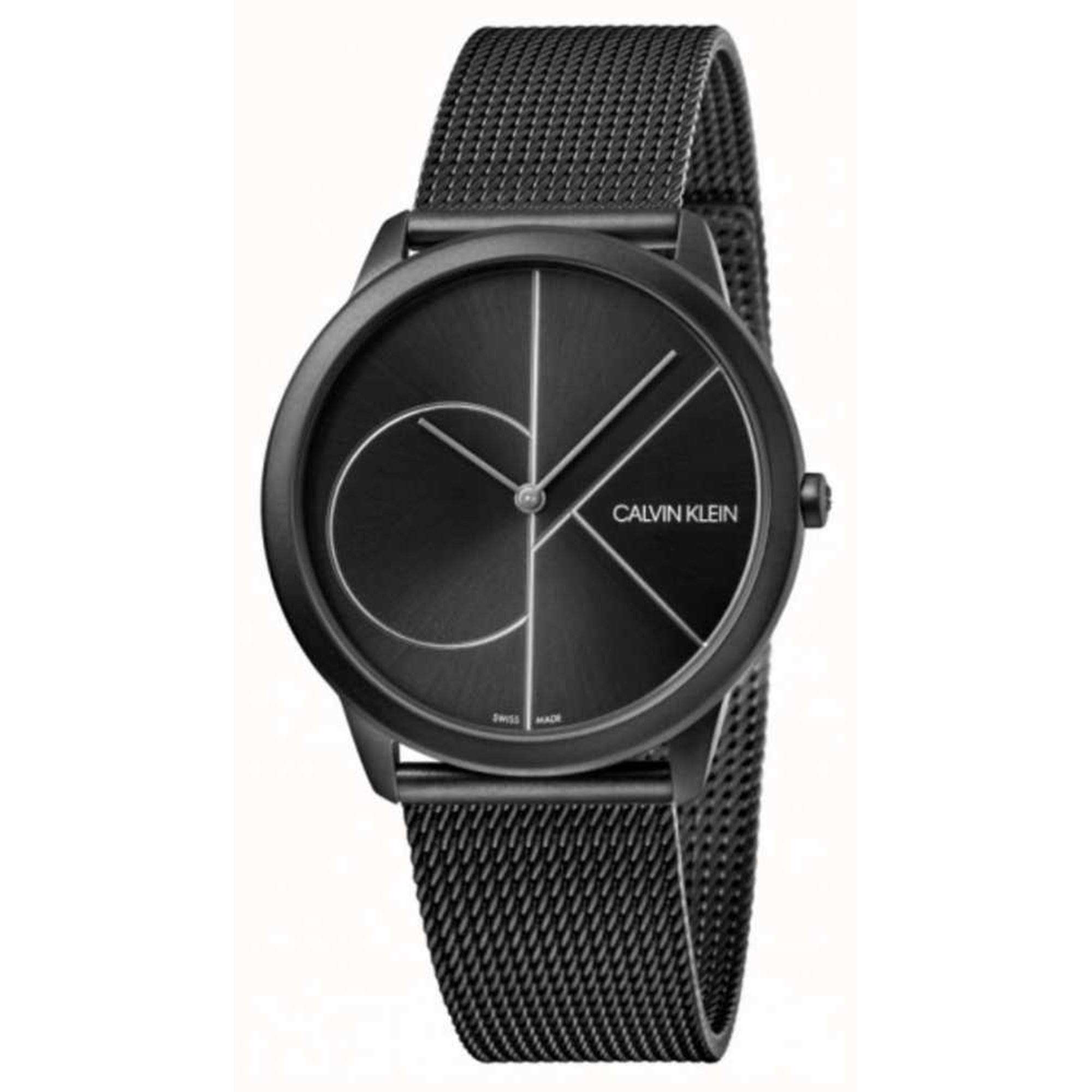Calvin Klein Minimal Quartz Schwarzes Zifferblatt Milanese Edelstahlarmband Herren Uhr K3M5145X