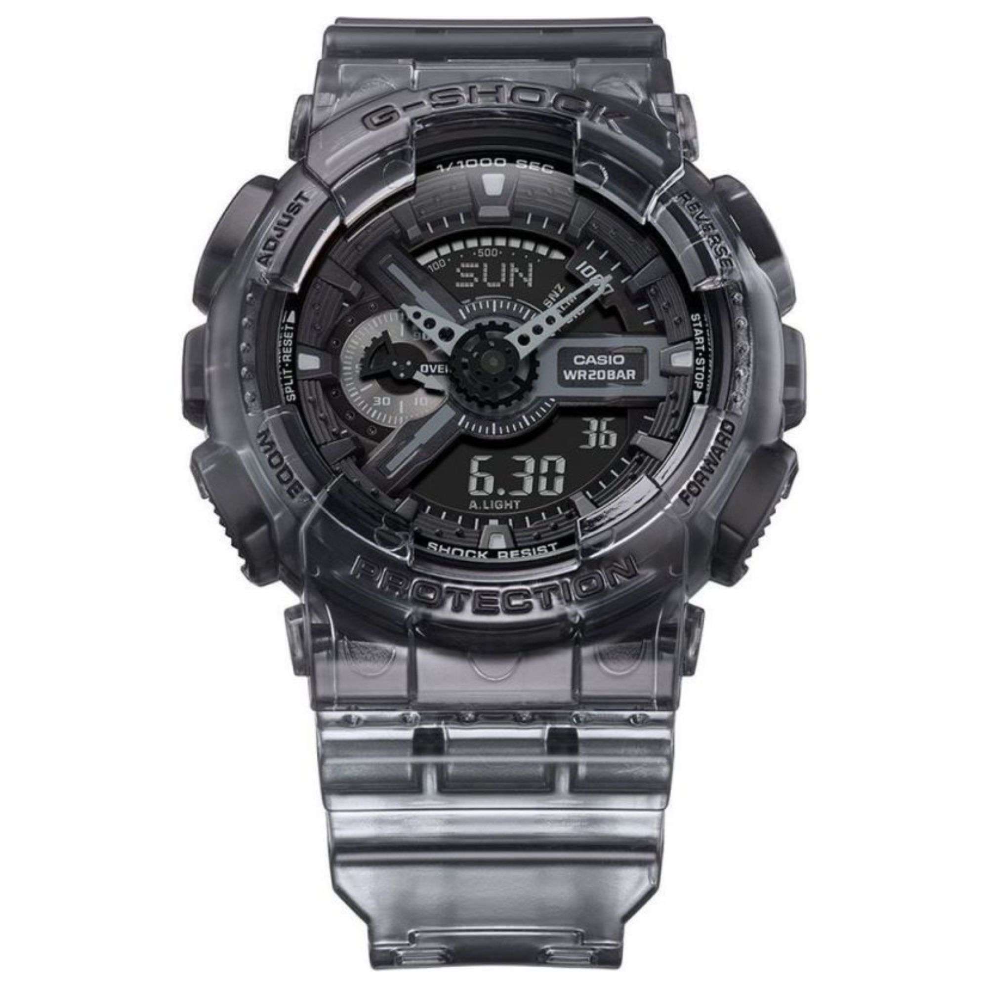 Casio G-Shock Skeleton Serie Digitale Graues Zifferblatt Harzarmband Herren Uhr GA-110SKE-8AER