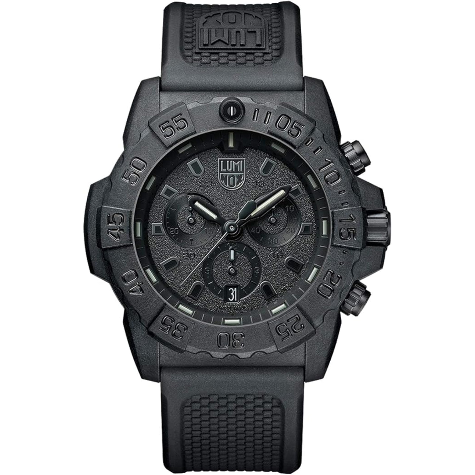 Luminox Navy SEAL Quarz Chronograph Blackout Zifferblatt Gummiarmband Herren Uhr XS.3581.BO
