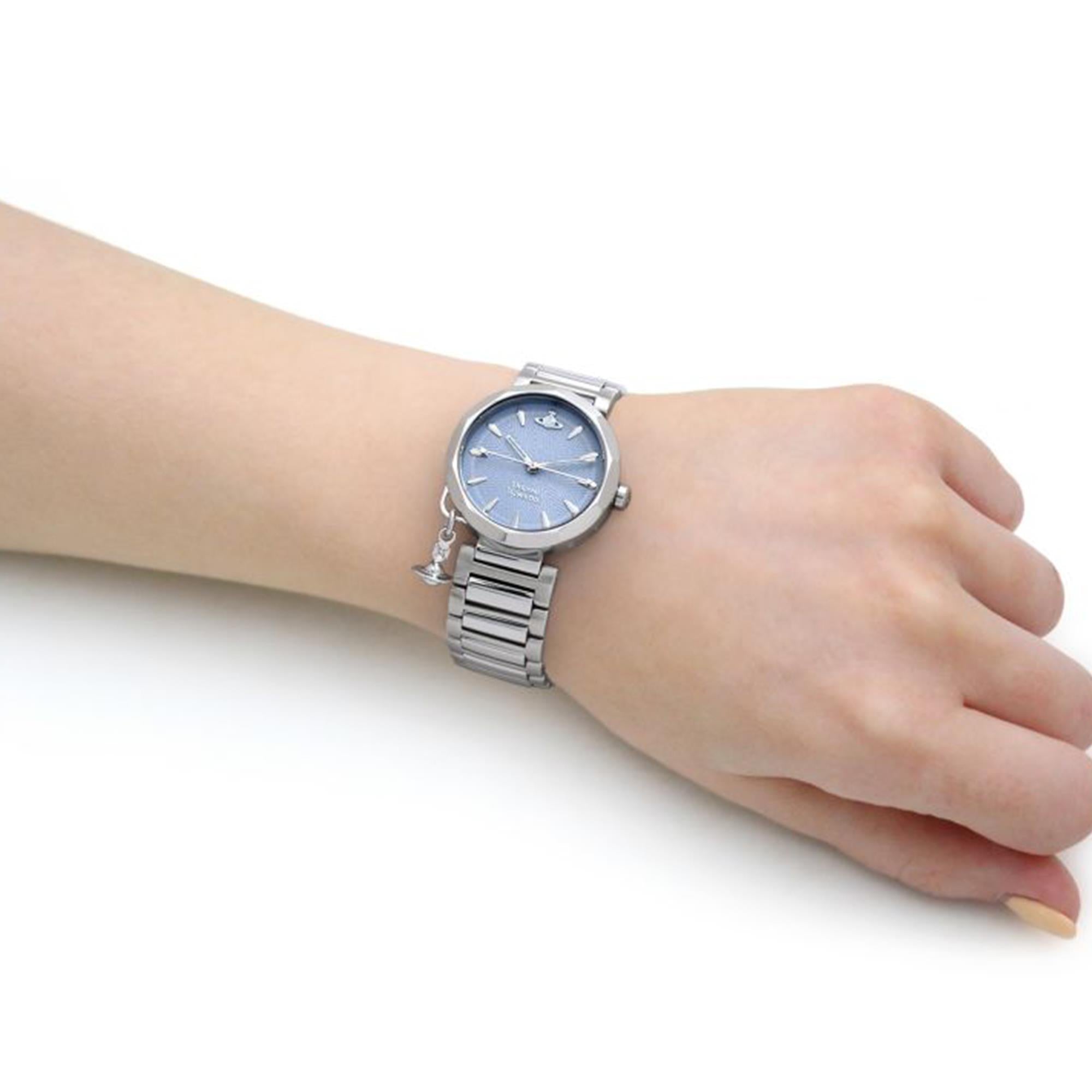 Vivienne Westwood Poplar Quarz Blaues Zifferblatt Stahlarmband Damen Uhr VV246LBLSL