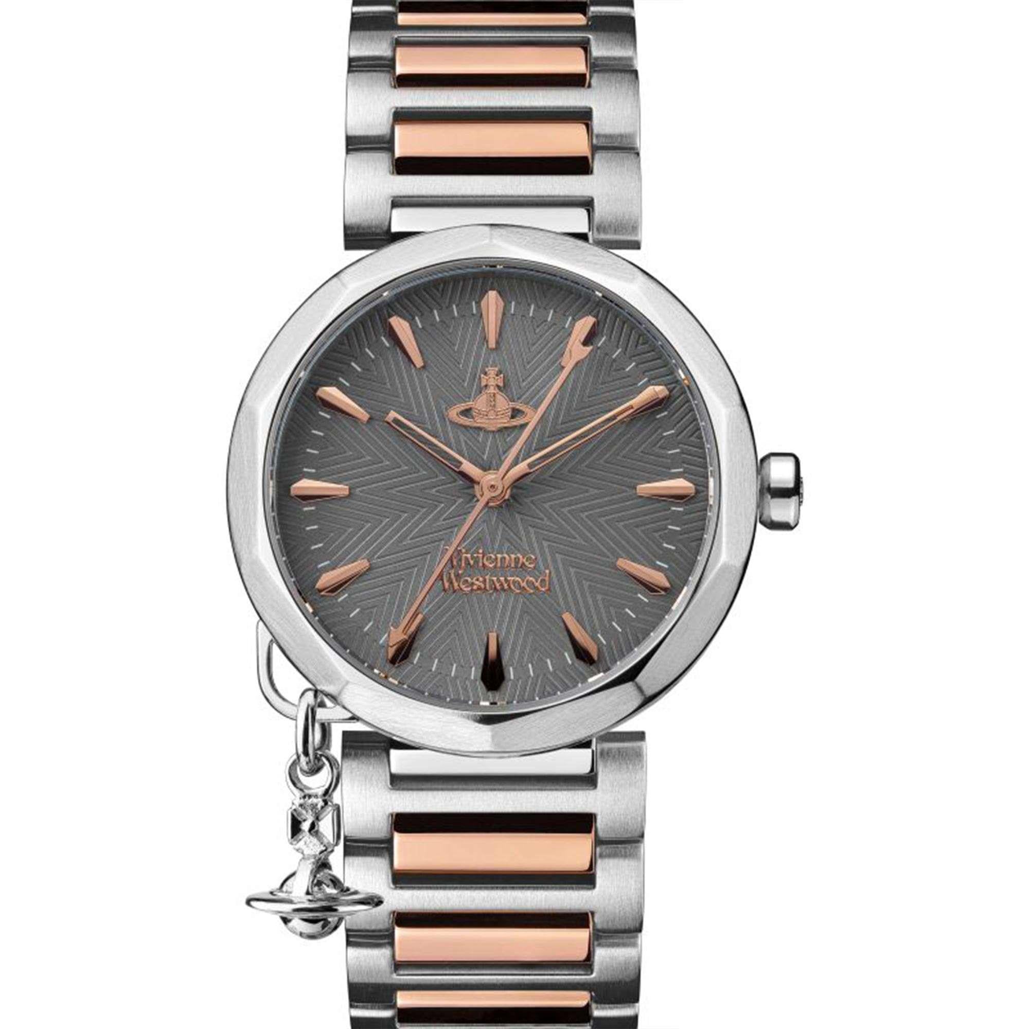 Vivienne Westwood Poplar Quarzwerk Graues Zifferblatt Edelstahlarmband Damen Uhr VV246GYSR
