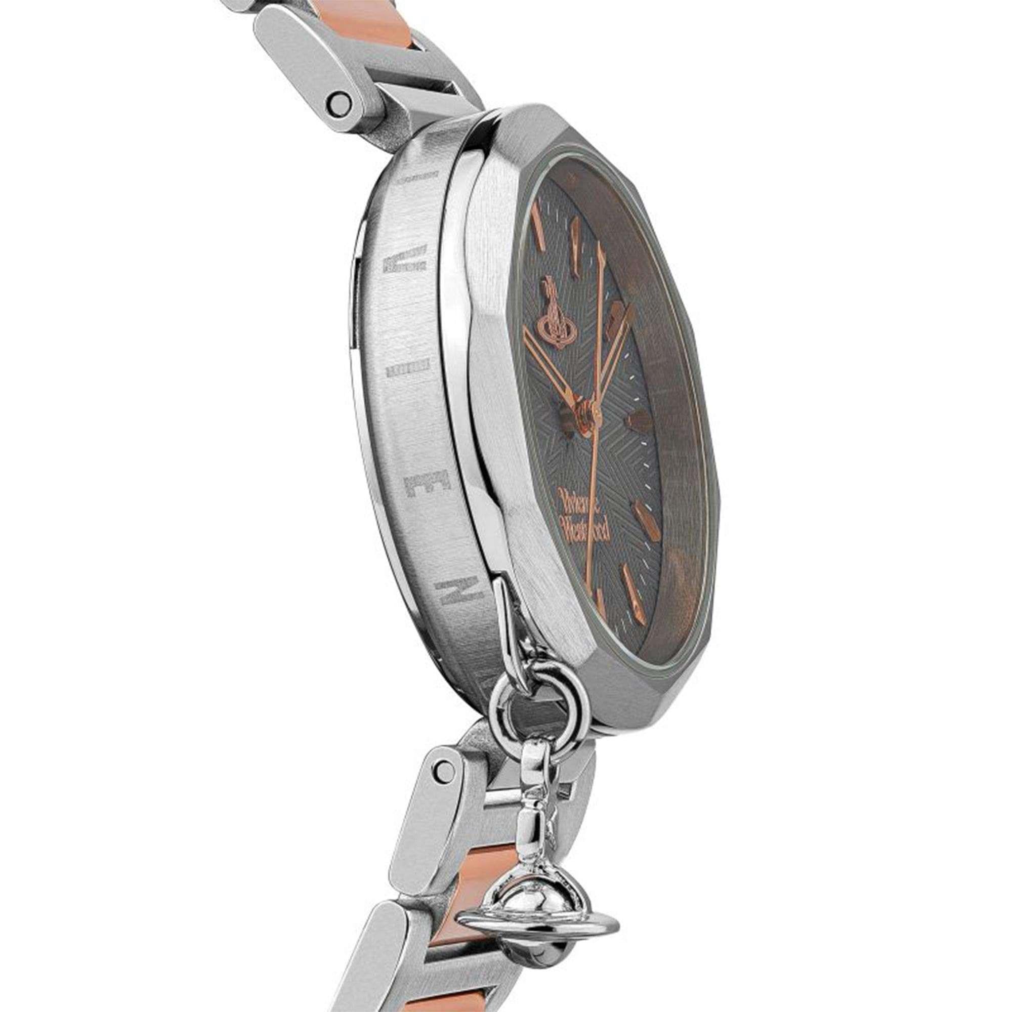 Vivienne Westwood Poplar Quarzwerk Graues Zifferblatt Edelstahlarmband Damen Uhr VV246GYSR