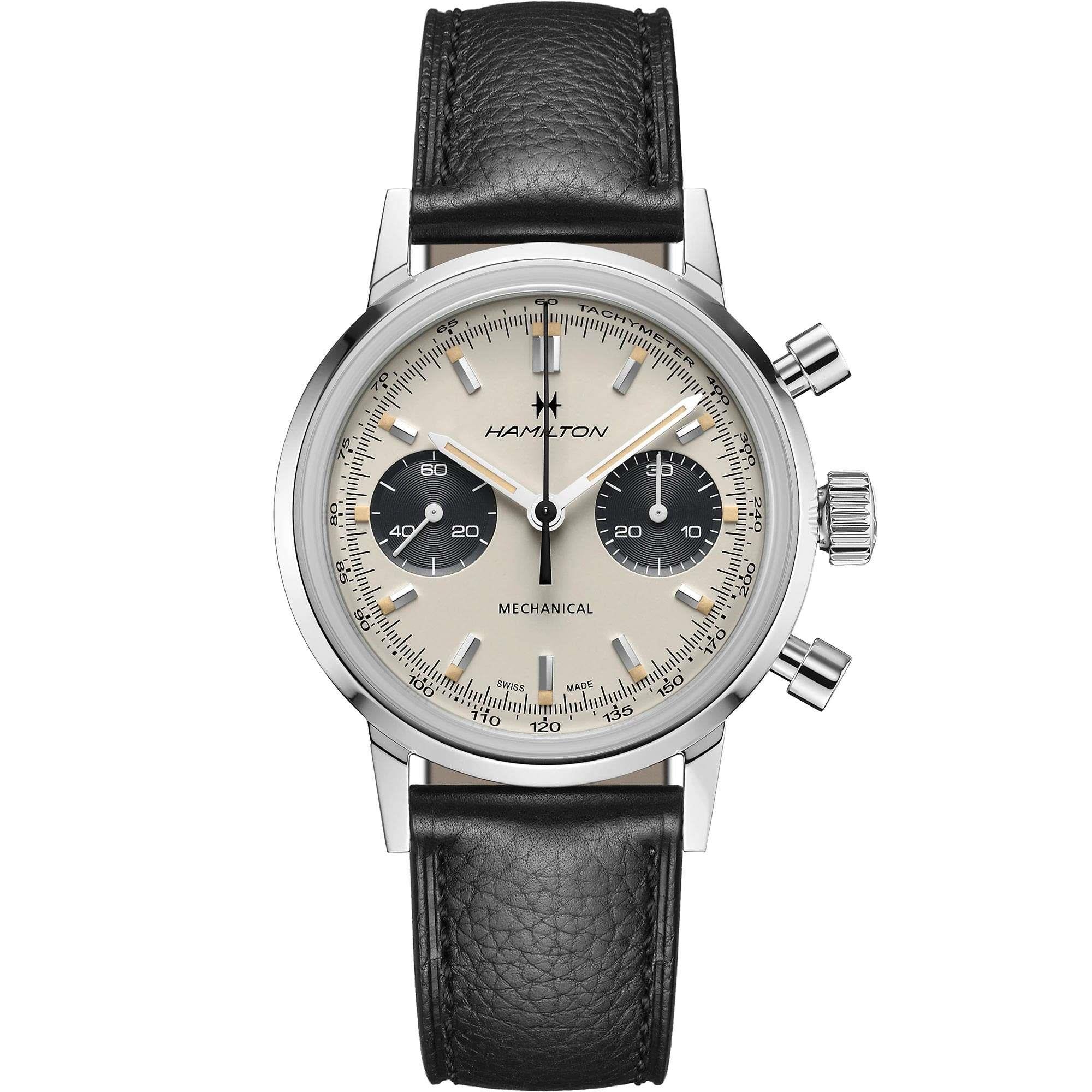 Hamilton American Classic 40mm Chronograph White Dial Leather Mens Automatic Watch H38429710