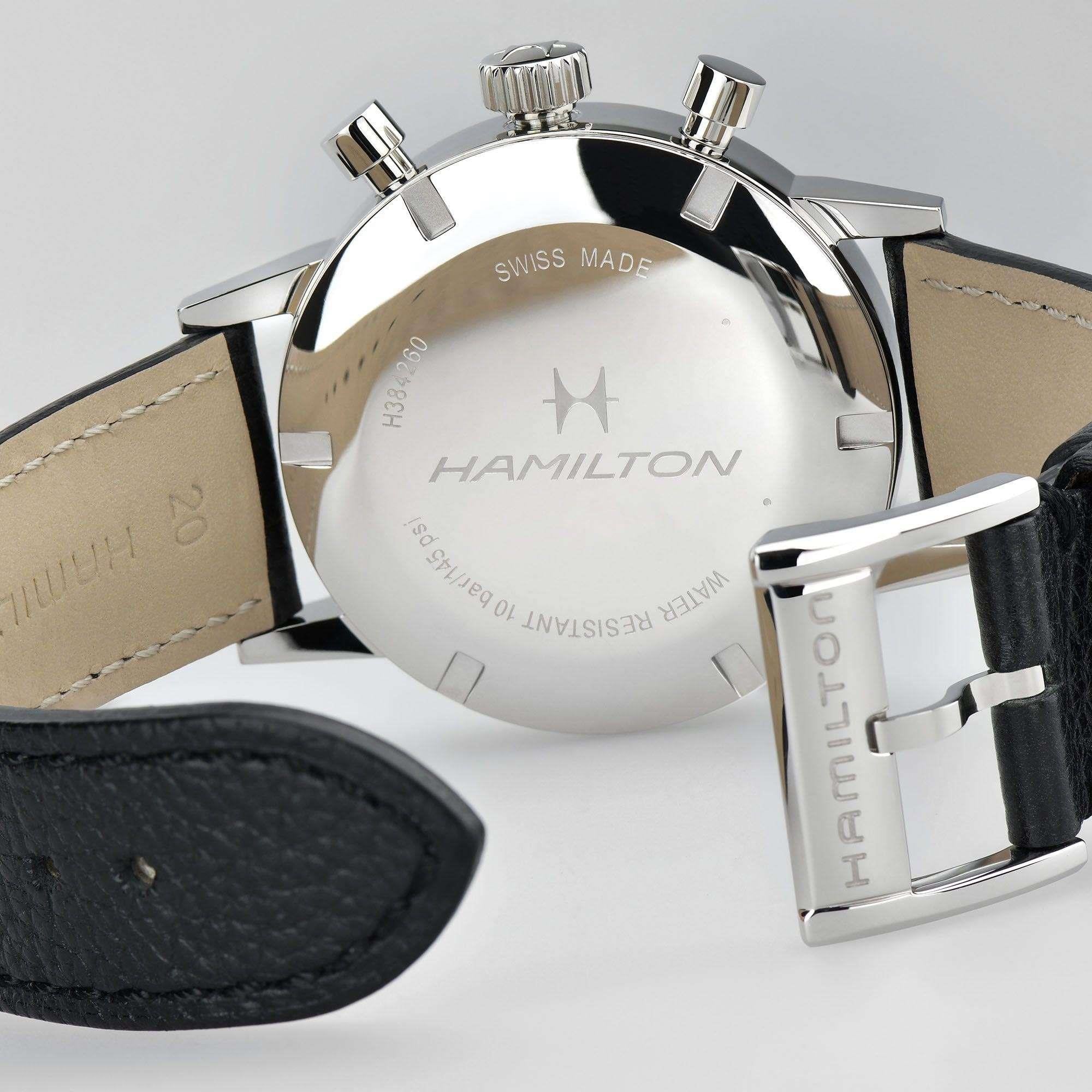 Hamilton American Classic 40mm Chronograph White Dial Leather Mens Automatic Watch H38429710