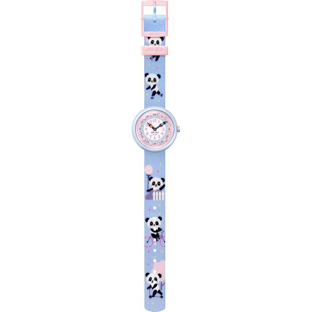 Flik Flak City of Life Pandi Panda Quarz Bewegung Pinkes Zifferblatt Textilarmband Kinder Uhr FBNP163