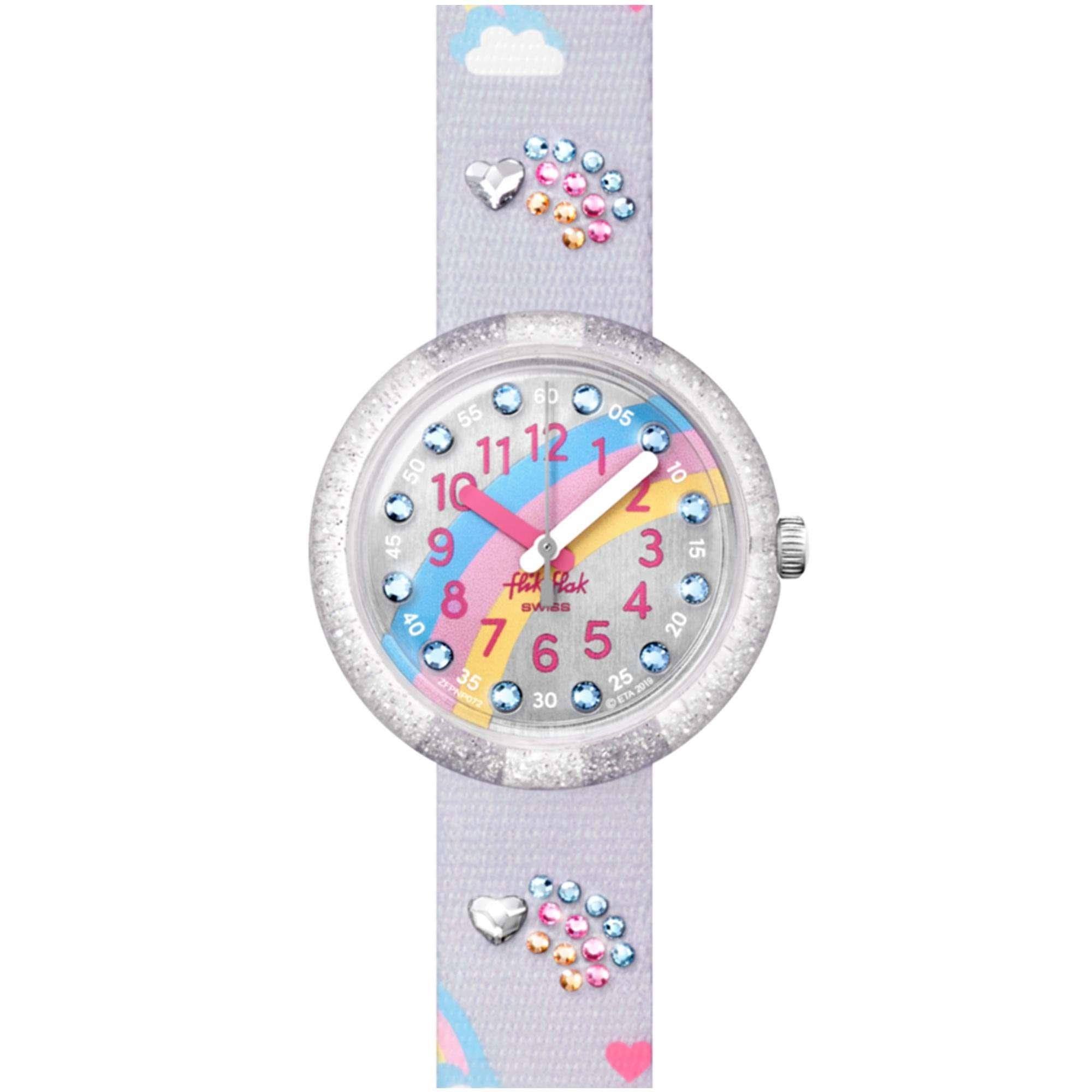 Flik Flak Shine Bright Over The Rainbow Quarzwerk Graues Zifferblatt Kunststoffarmband Kinderuhr FPNP072