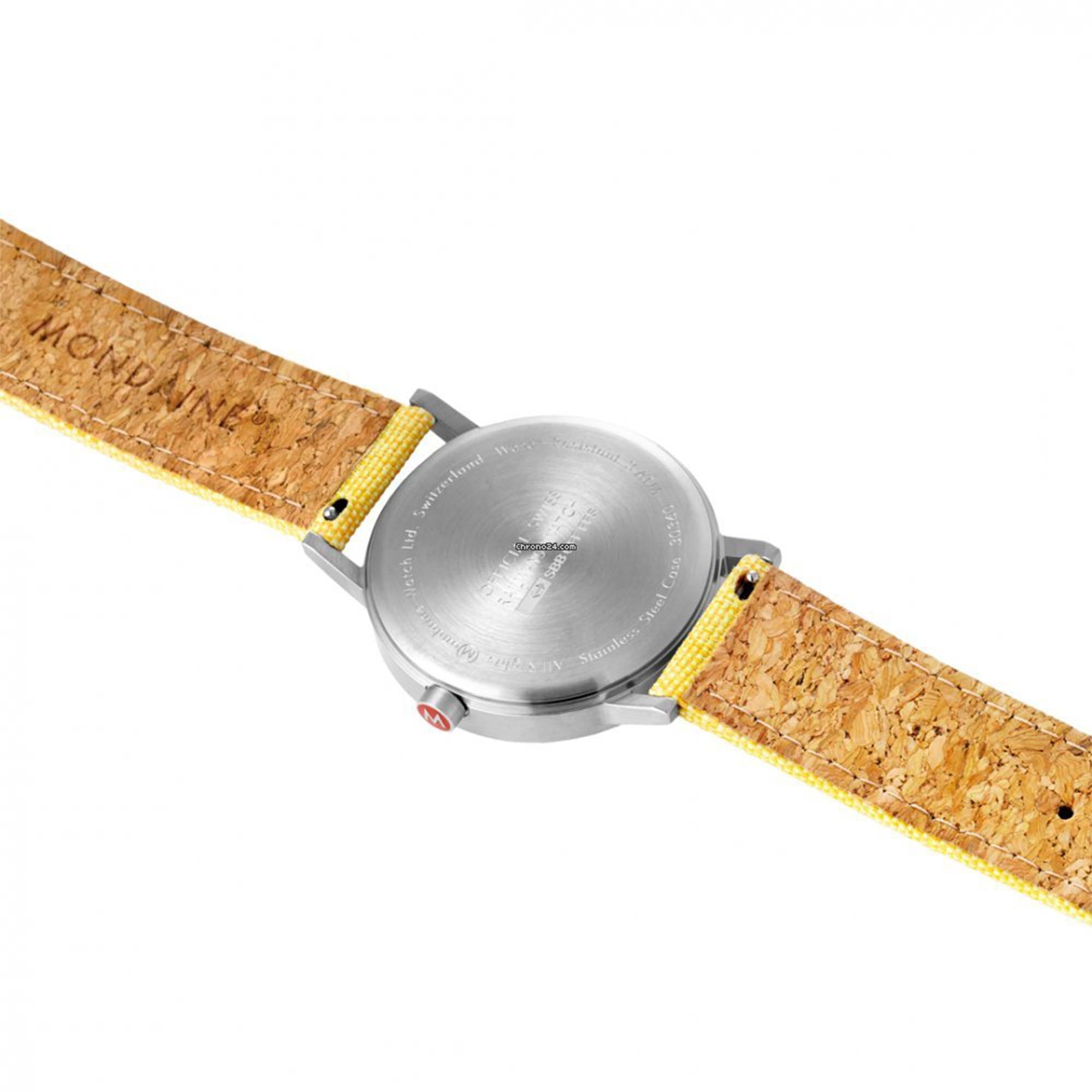 Mondaine Classic Quartz Weißes Zifferblatt Gelbes Textilarmband Uhr A660.30360.17SBE