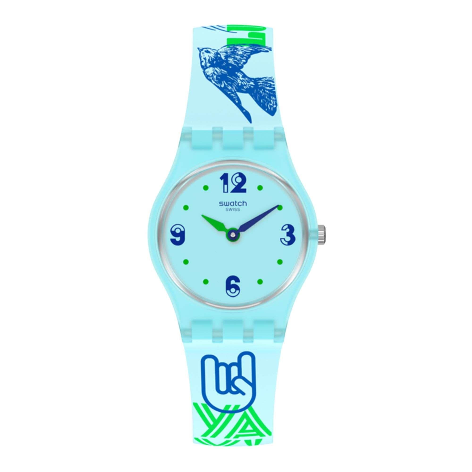Swatch Original Gent Quarz Blaues Zifferblatt Blaues Silikonarmband LN157