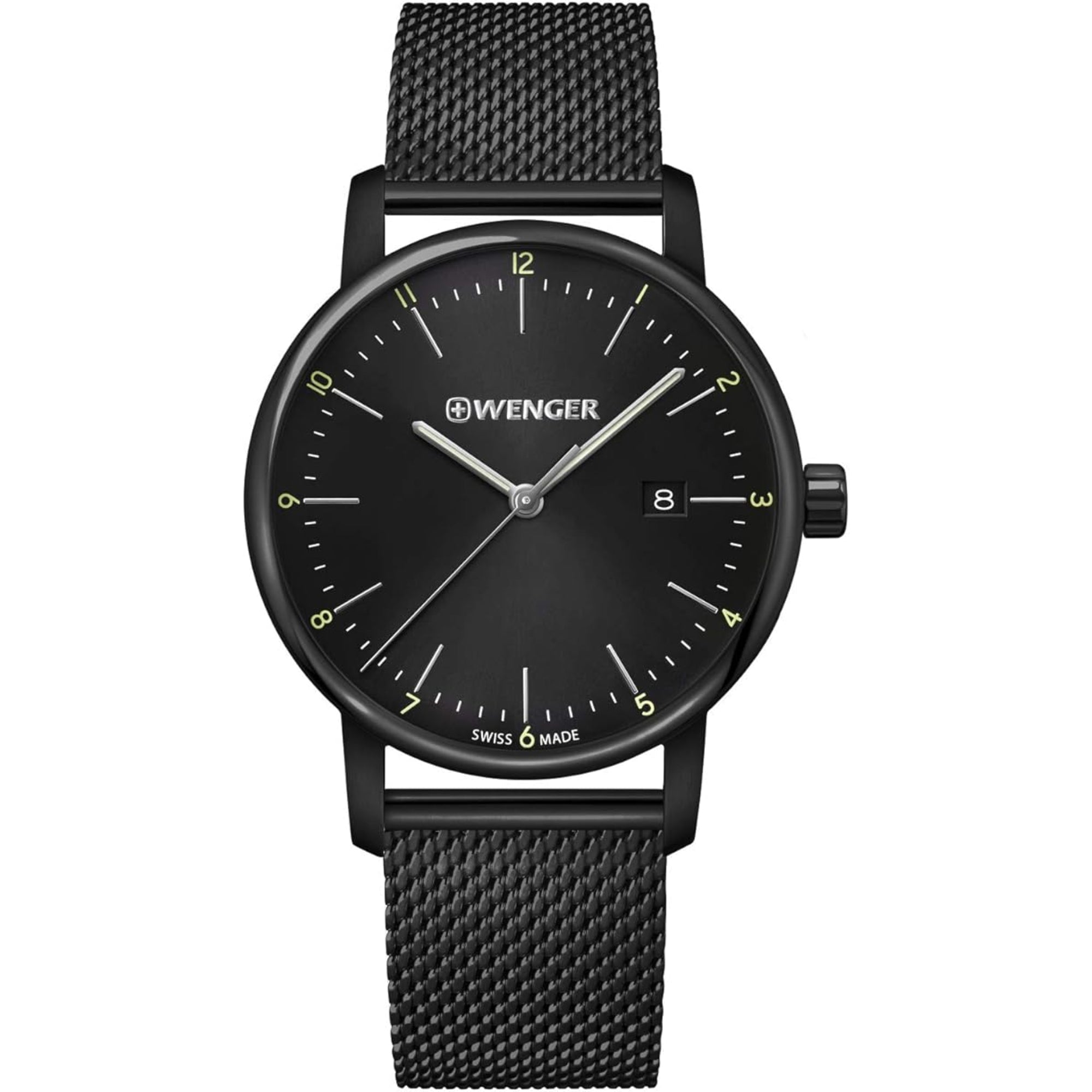 Wenger Urban Classic Quarz Schwarzes Zifferblatt Schwarzes Edelstahlarmband Herrenuhr 01.1741.137