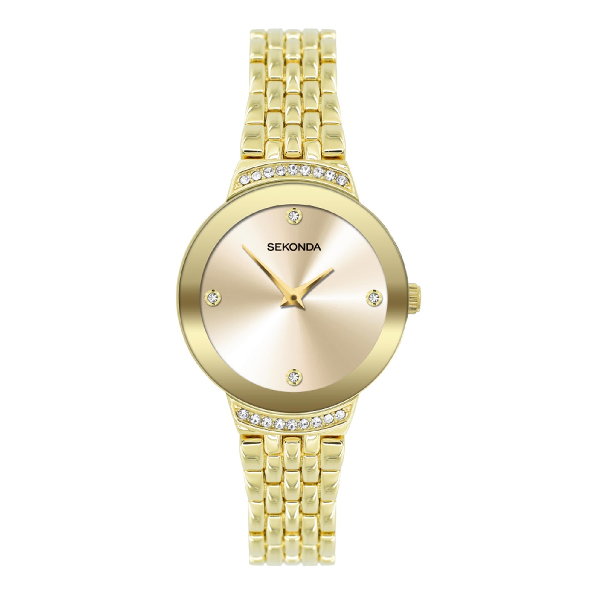 Sekonda Quarz Champagner Zifferblatt Gold PVD Armband Damen Uhr 40056