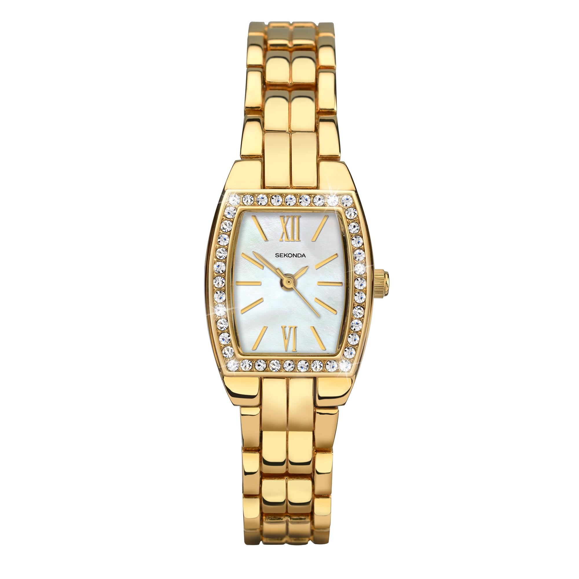 Sekonda Classic Quarz Blau Perlmutt Zifferblatt Gold PVD Armband Damen Uhr 2522