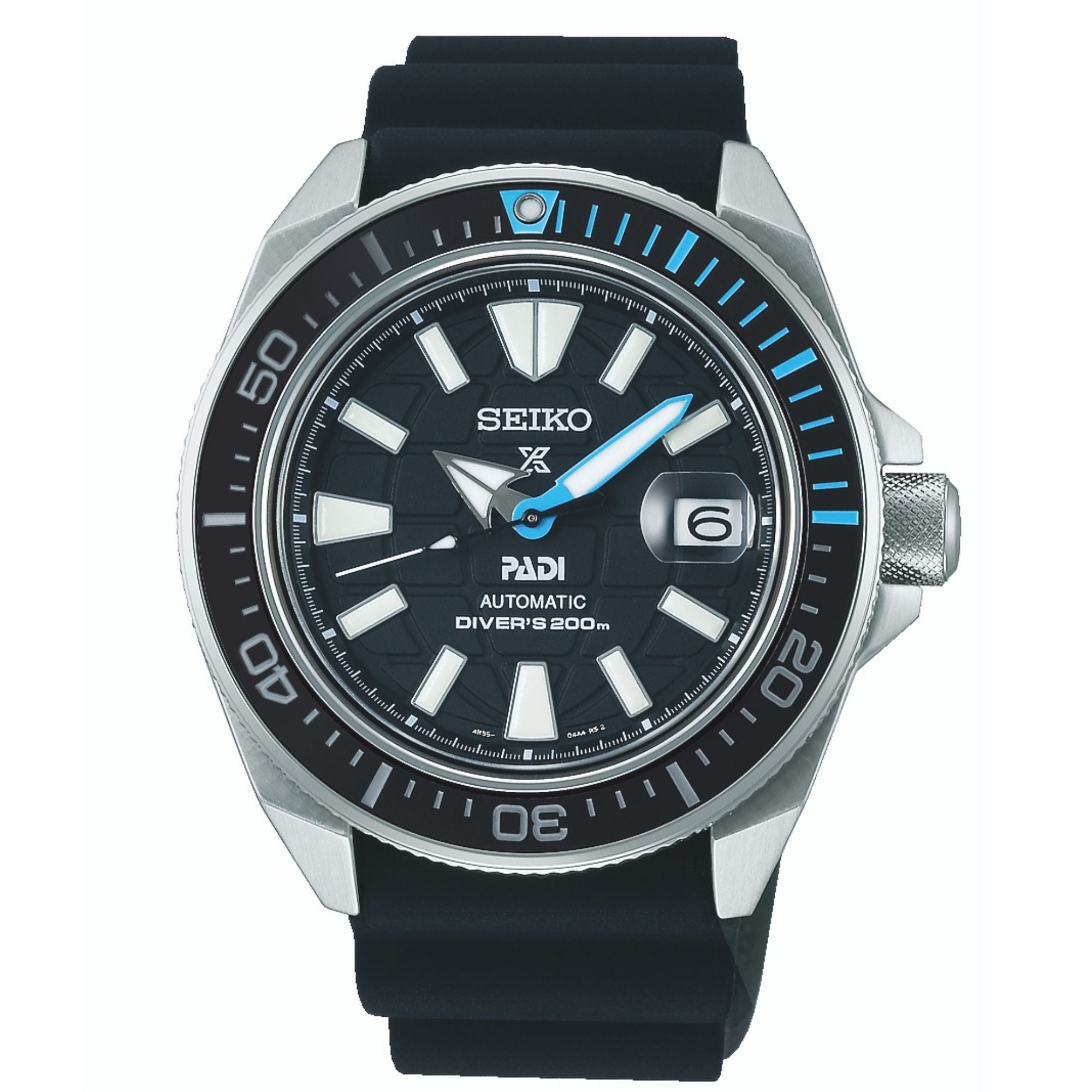 Seiko Prospex 'King Samurai' PADI Automatik Blaues Zifferblatt Schwarzes Silikonarmband Herrenarmbanduhr SRPG21K1