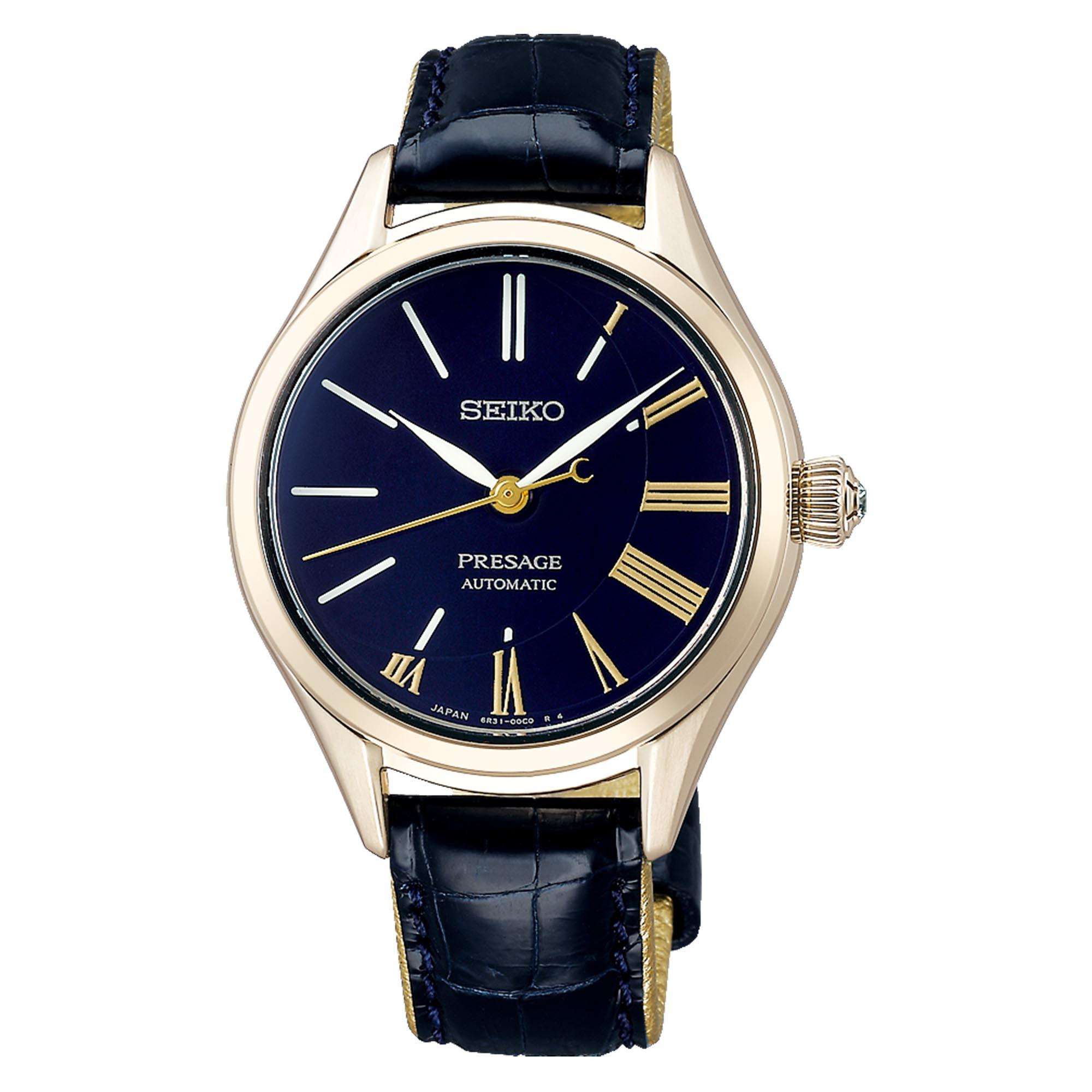 Seiko Presage 'Eternal' Limitierte Auflage Automatik Blaues Zifferblatt und Lederarmband Damen Uhr SPB236J1
