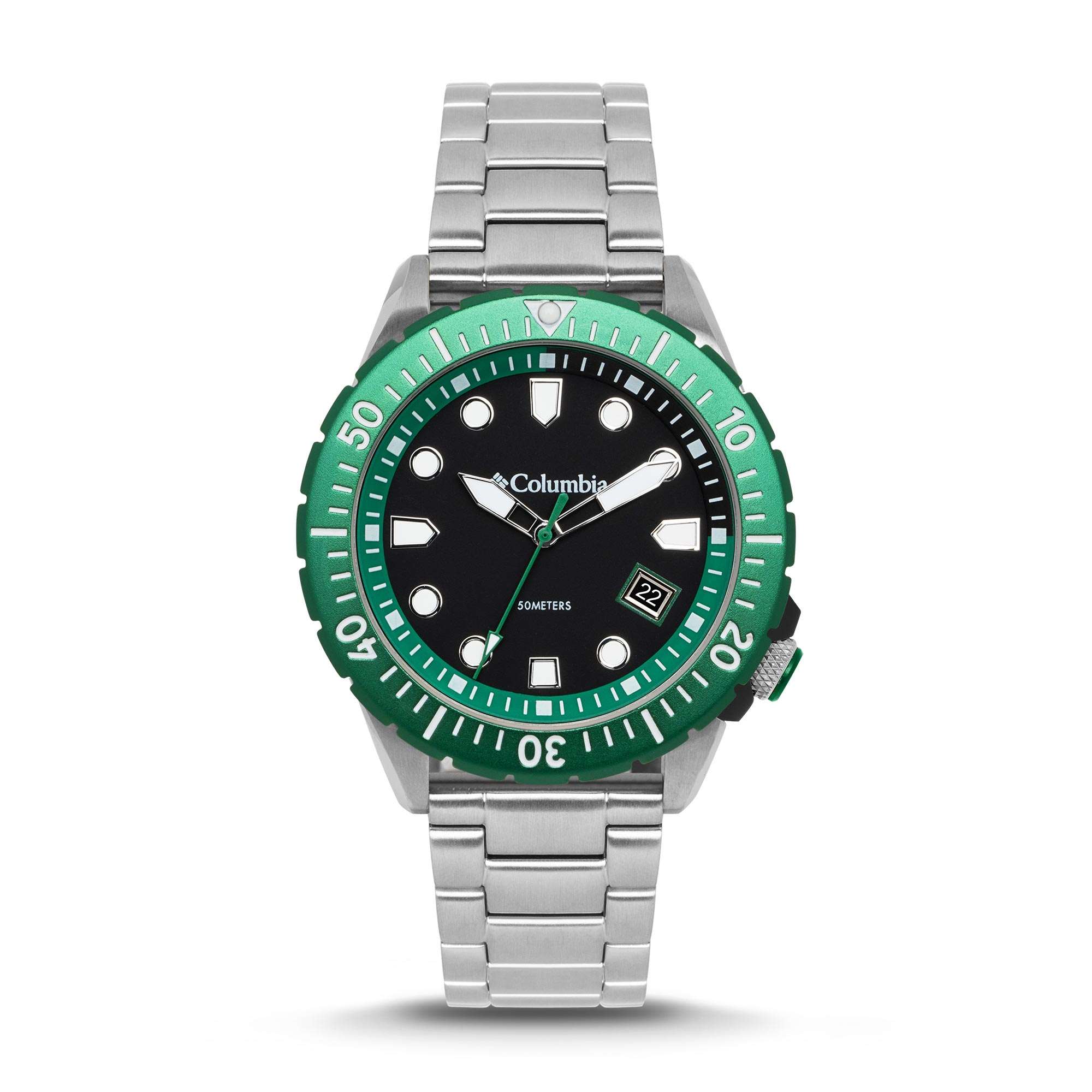 Columbia Pacific Outlander Tauchen Quarz Schwarzes Zifferblatt Edelstahlarmband Herrenarmbanduhr CSC04-009