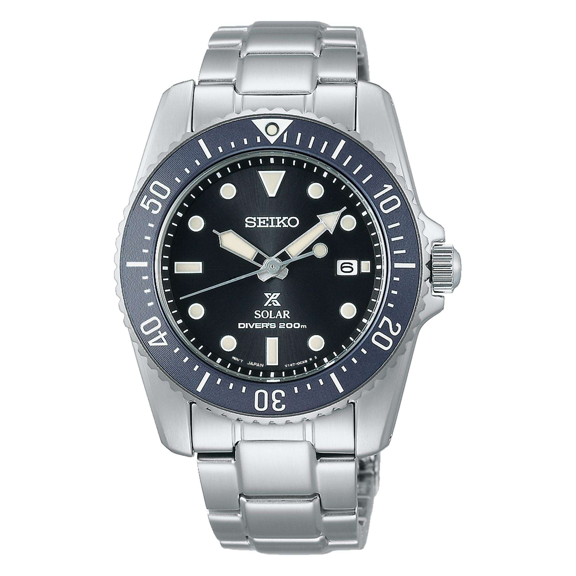 Seiko Prospex Solar Schwarzes Zifferblatt Edelstahlarmband Herren Uhr SNE569P1