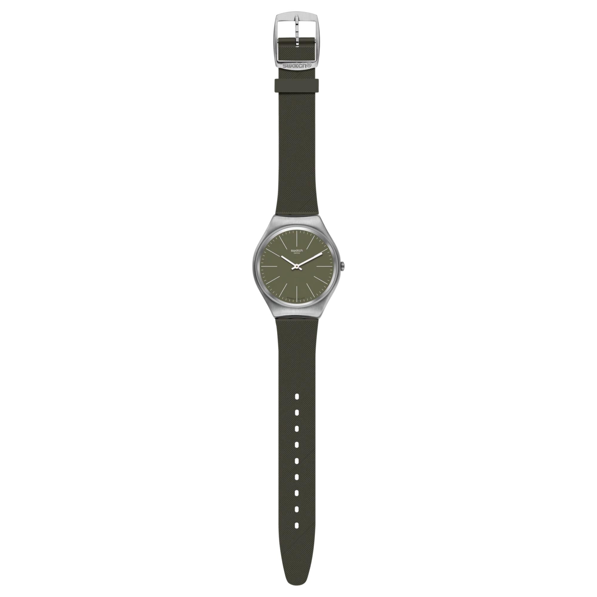 Swatch Skin Irony Skinnature Herren Uhr mit khakigrünem Zifferblatt SYXS116