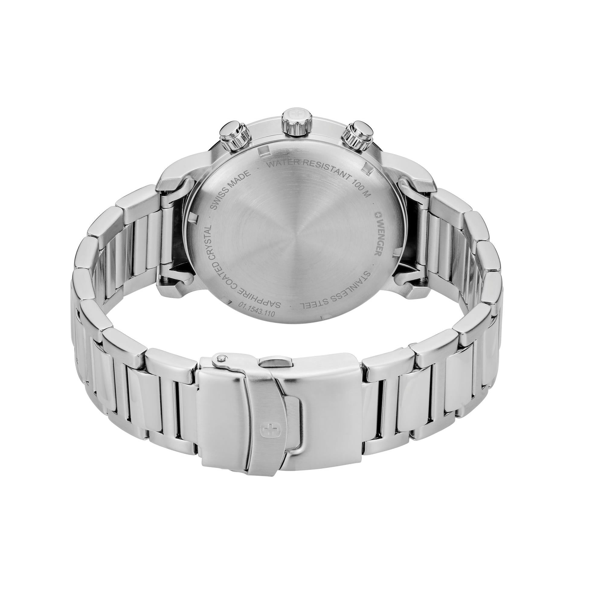 Wenger Attitude Quartz Silver Dial Steel Bracelet Chronograph Men's Watch 01.1543.110