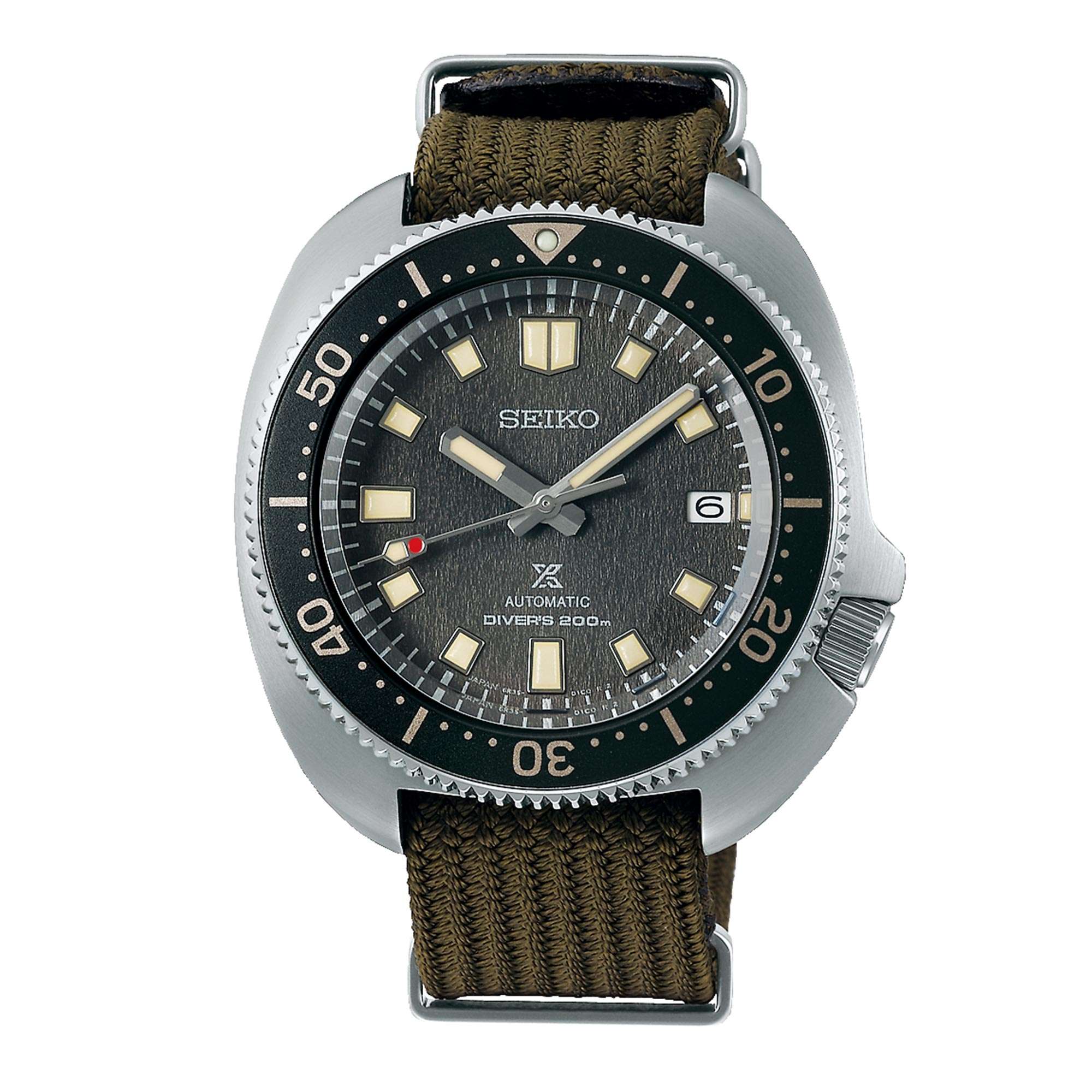 Seiko watch with brown strap on a white background