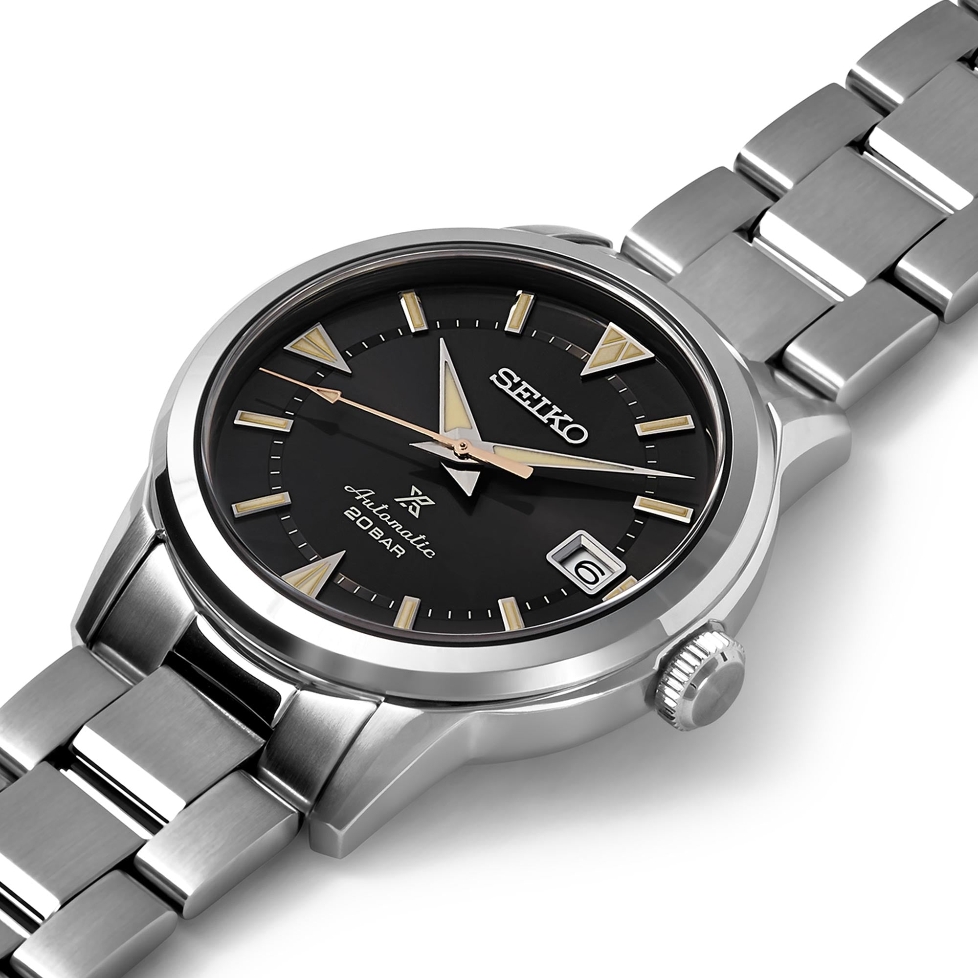 Seiko Prospex 1959 Alpinist Automatik Schwarzes Zifferblatt Edelstahl Armband Herren Uhr SPB243J1