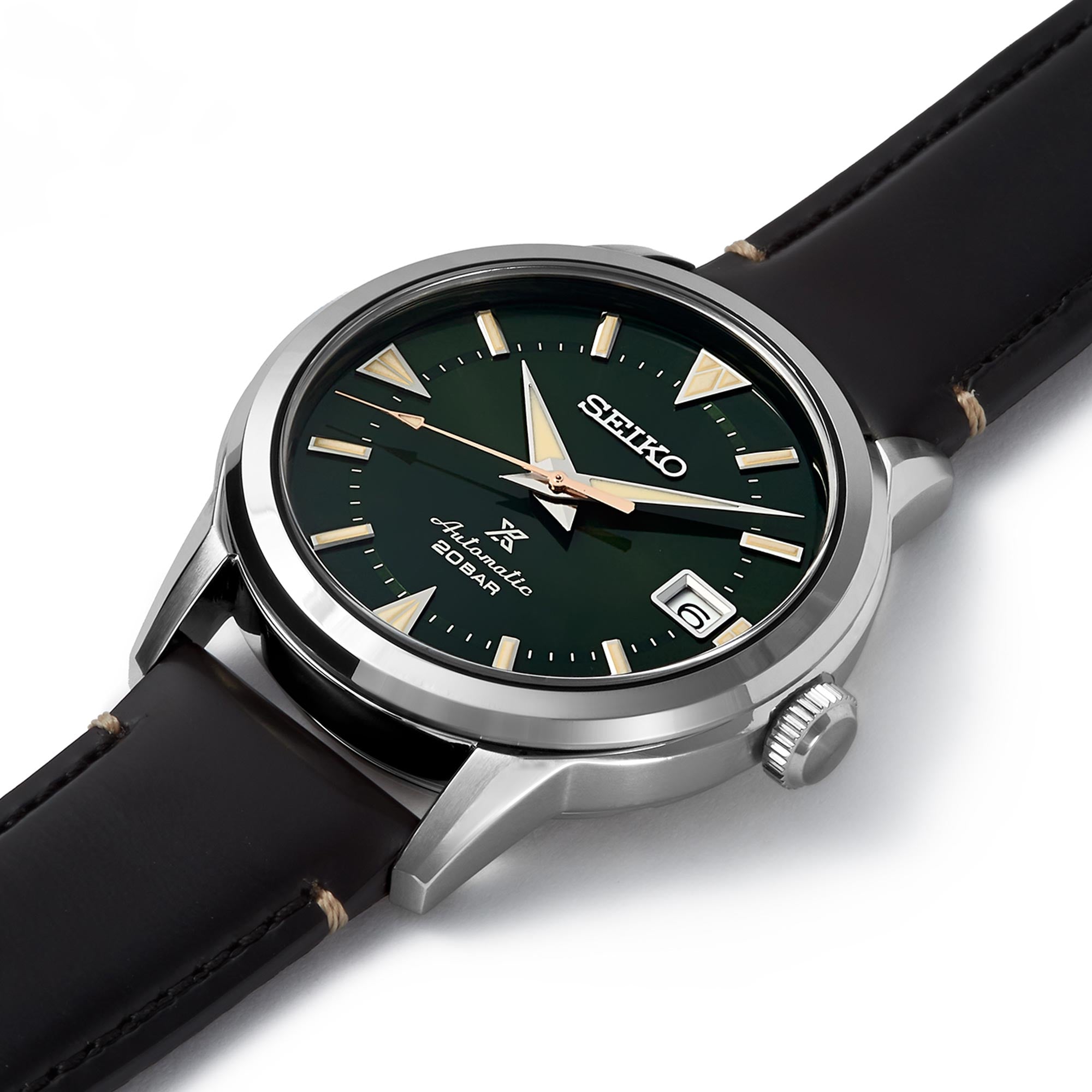 Seiko Prospex 1959 Alpinist Automatik Grünes Zifferblatt Schwarzes Lederarmband Herren Uhr SPB245J1