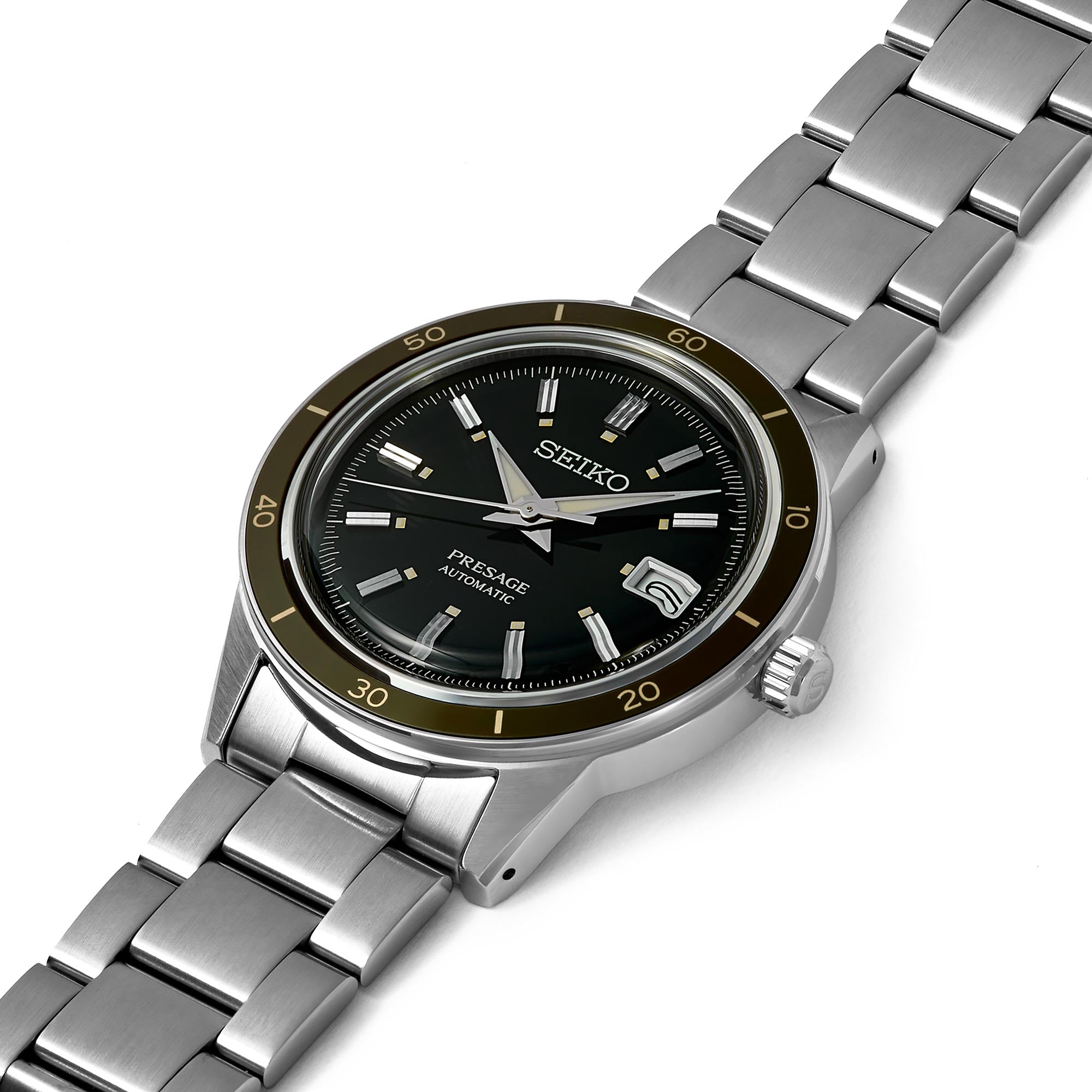 Seiko Presage Style 60's Automatic Black Dial Stainless Steel Bracelet Men's Watch SRPG07J1