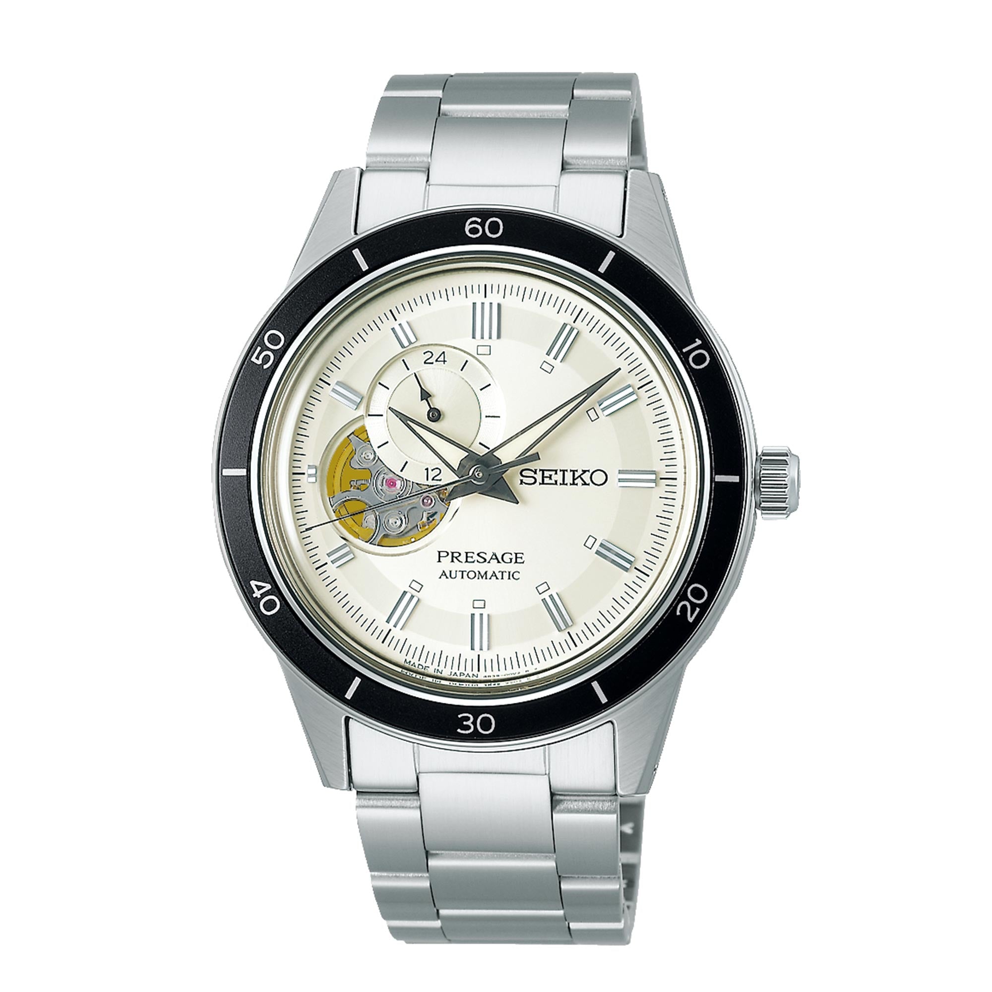 Seiko Presage Style 60's Automatik Silbernes Zifferblatt Edelstahlarmband Herren Uhr SSA423J1