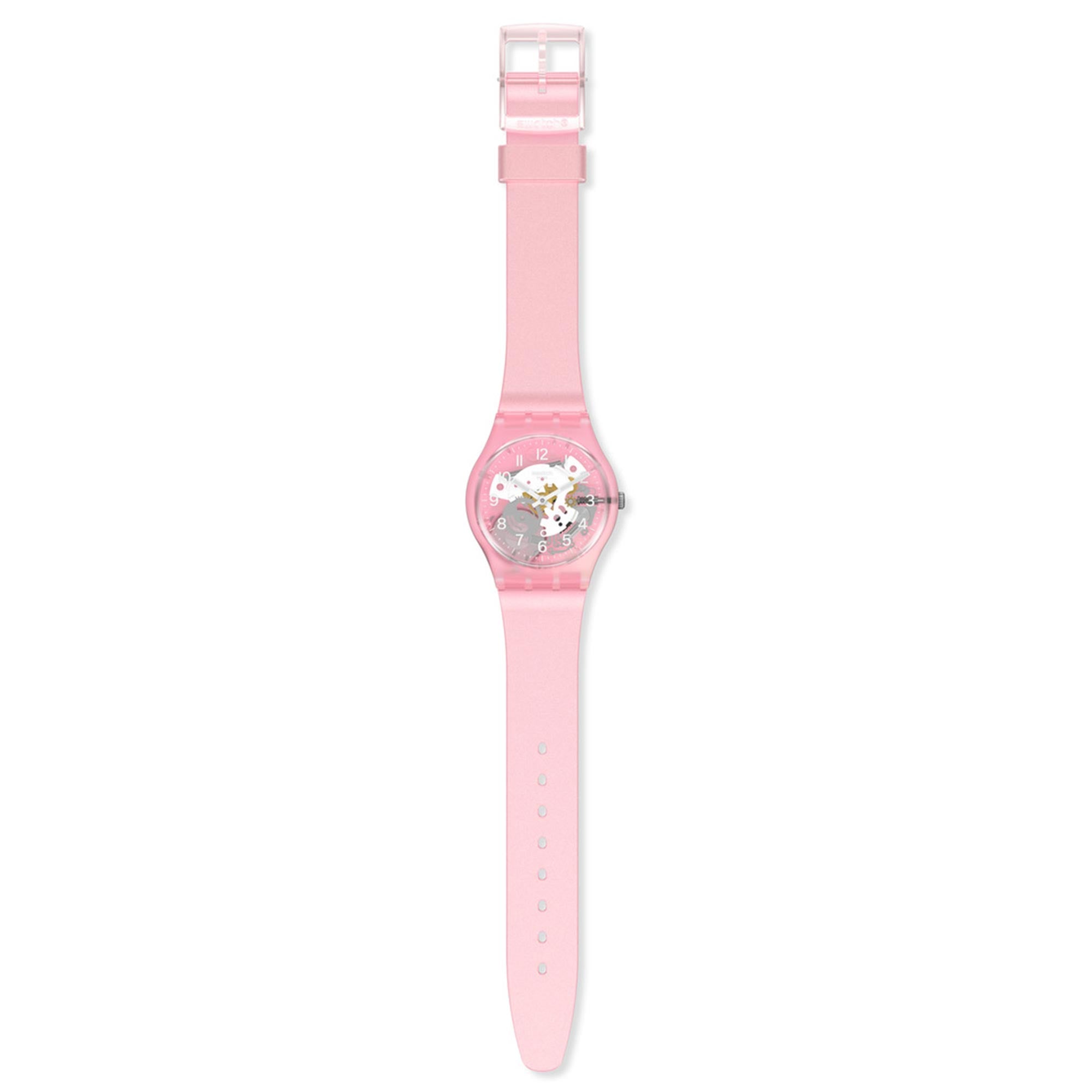 Swatch 'Skydawn' Quarz Rosa Zifferblatt Rosa Silikonarmband Uhr GP173