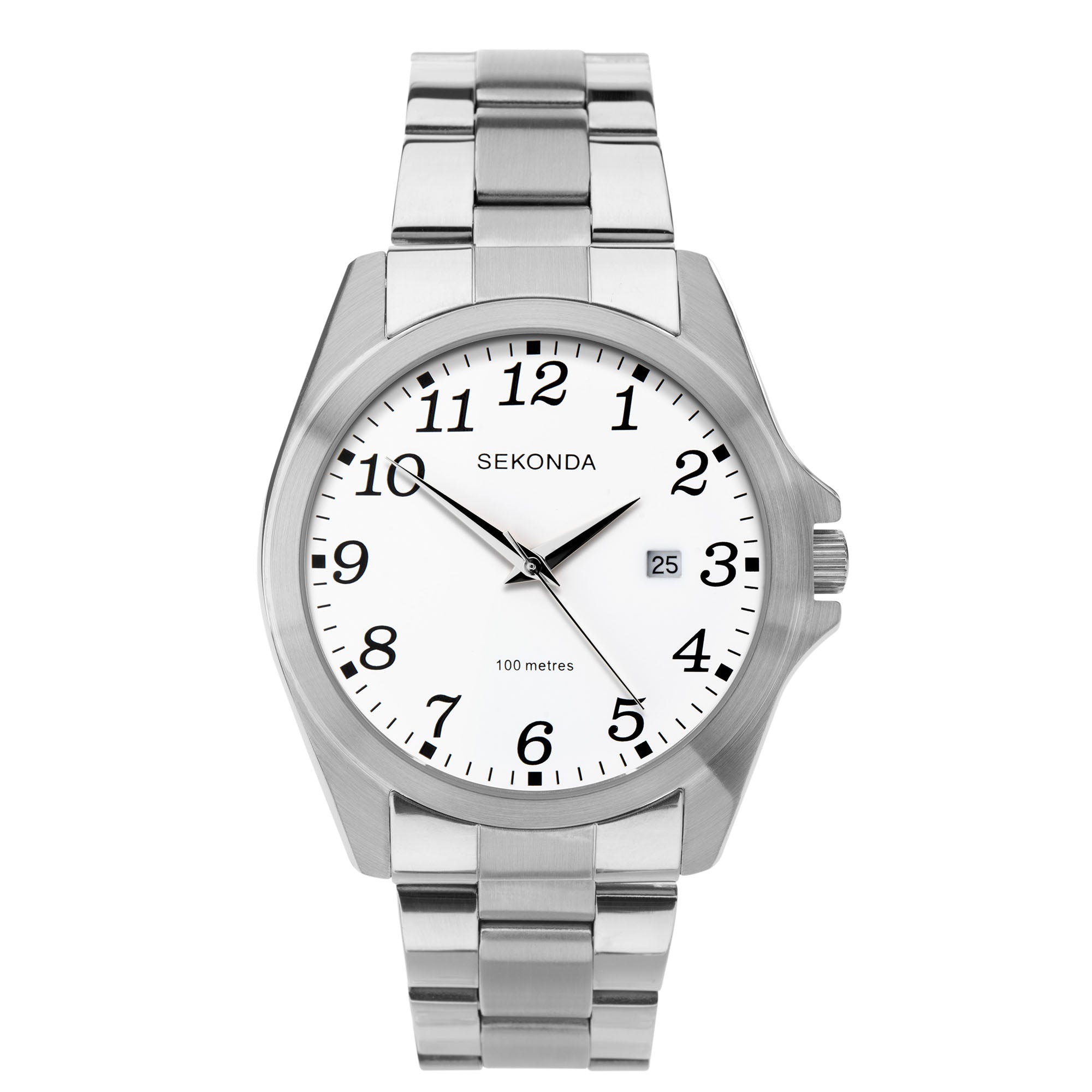 Sekonda Classic Quartz Weißes Zifferblatt Edelstahlarmband Herrenarmbanduhr 1635