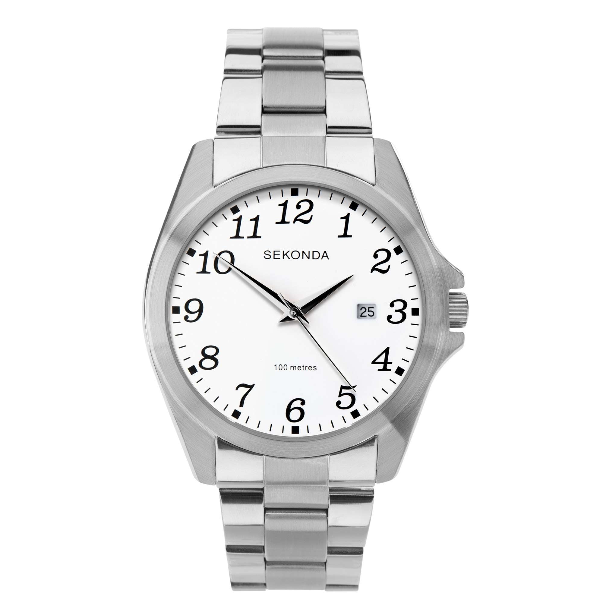 Sekonda Classic Quartz Weißes Zifferblatt Edelstahlarmband Herrenarmbanduhr 1635