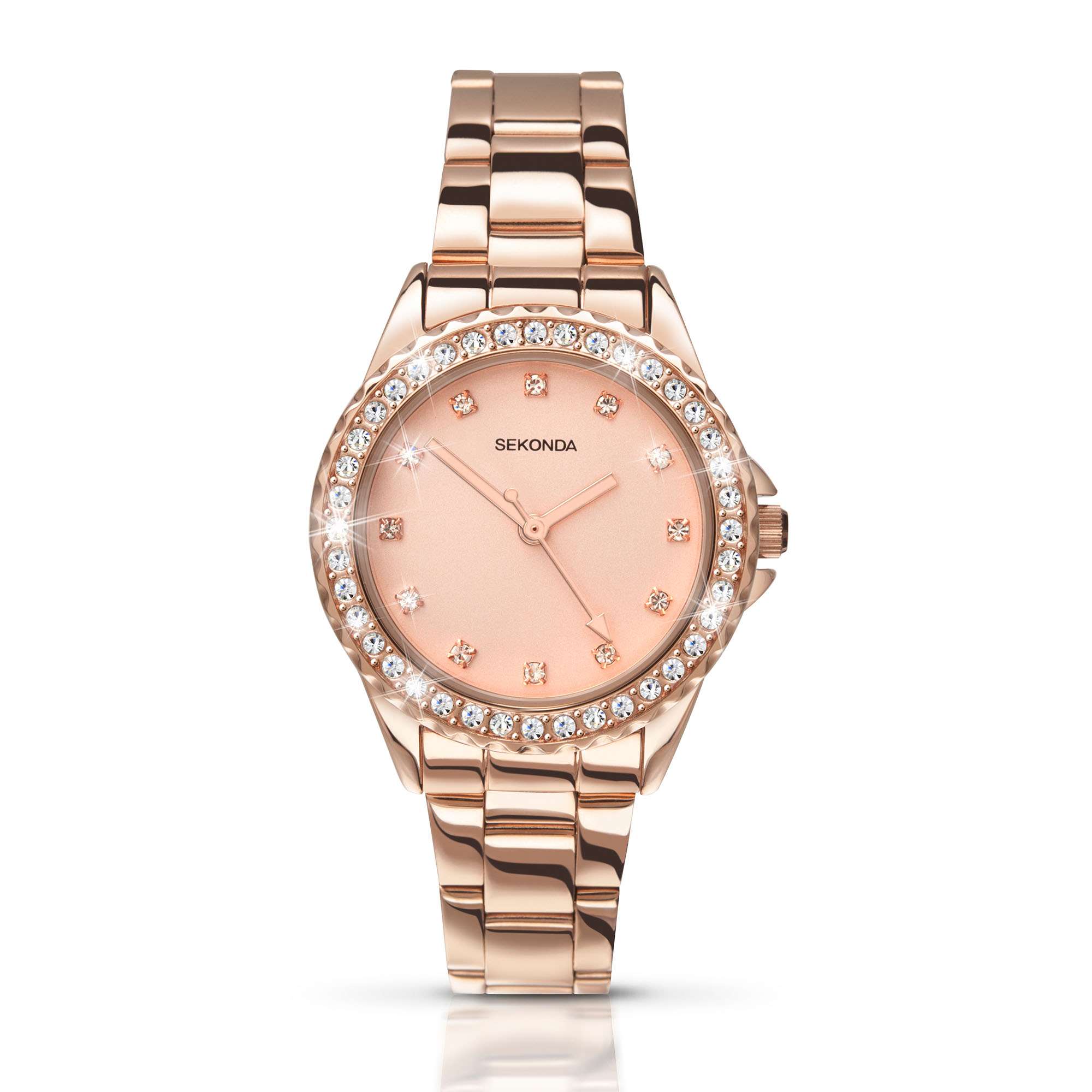 Sekonda Temptations Quarz Roségold Zifferblatt PVD Edelstahl Gehäuse Damen Uhr 4253