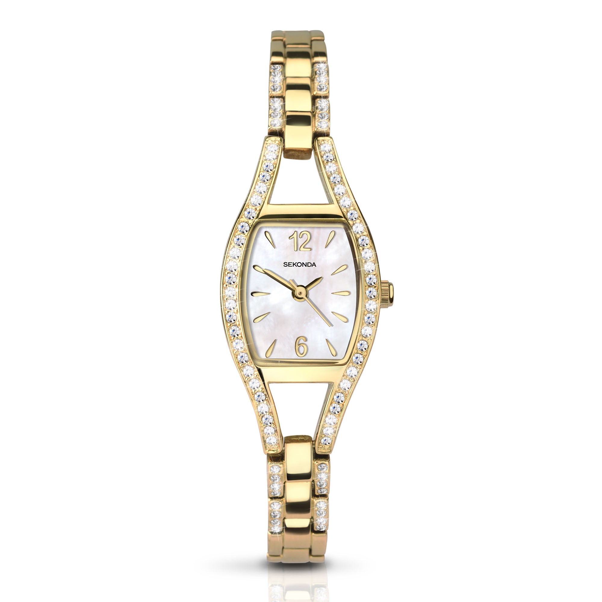 Sekonda Quartz Perlmutt Zifferblatt Gold PVD Edelstahlarmband Damenarmbanduhr - 2392