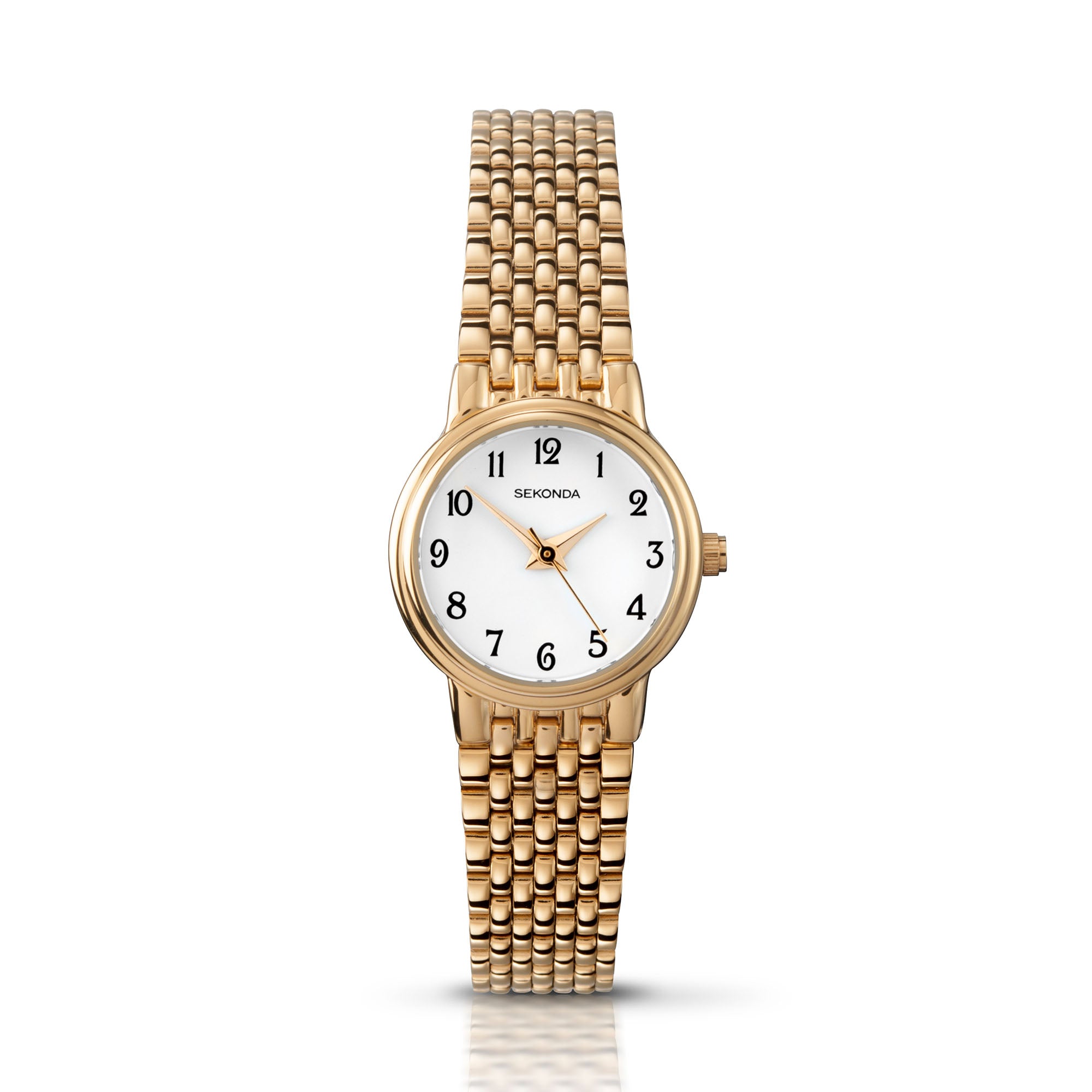 Sekonda Quarz Weiß Zifferblatt Gold PVD Edelstahl Armband Damen Uhr 4090.00