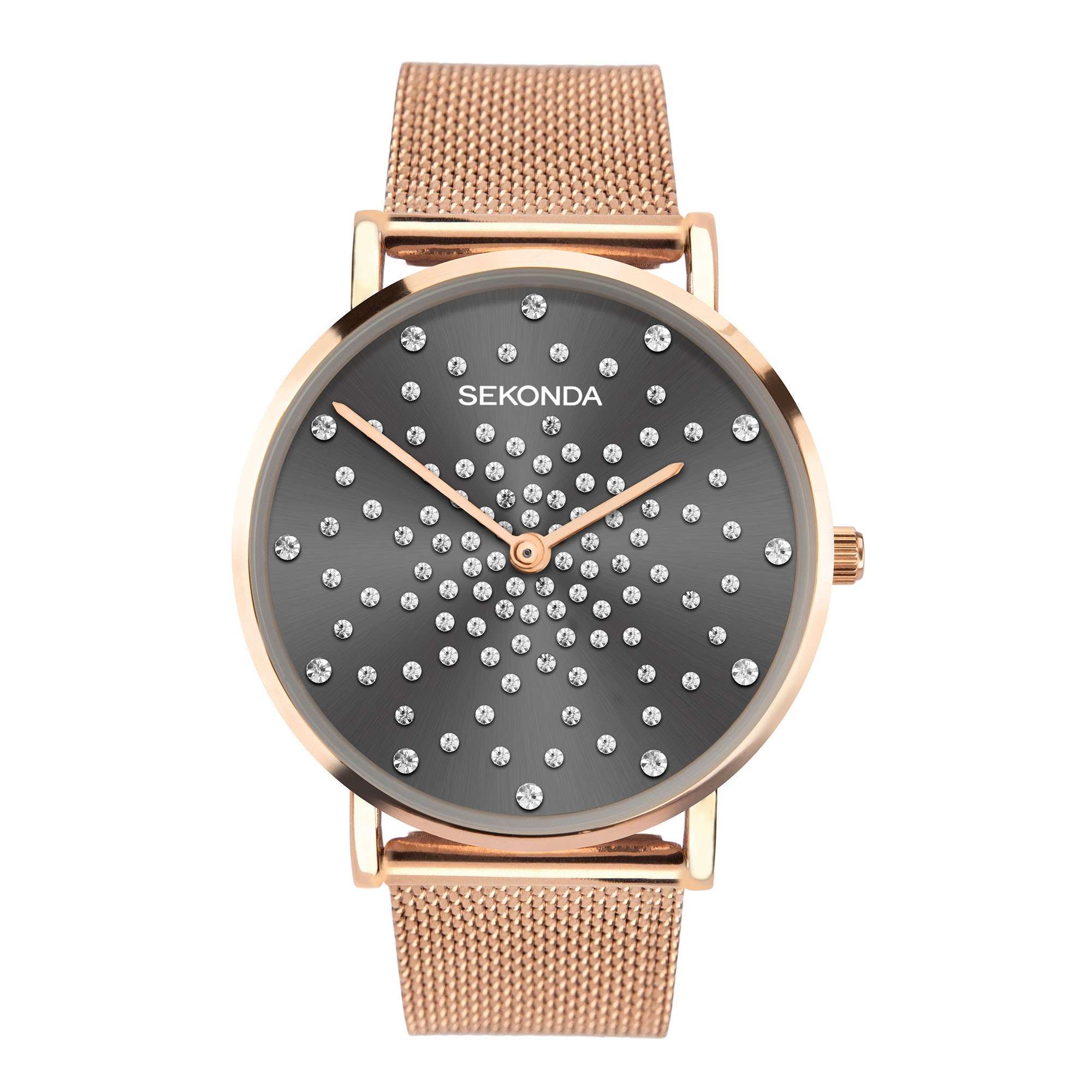 Sekonda Fashion Quarz Weiß Zifferblatt Roségold PVD Milanese Armband Damen Uhr 40029