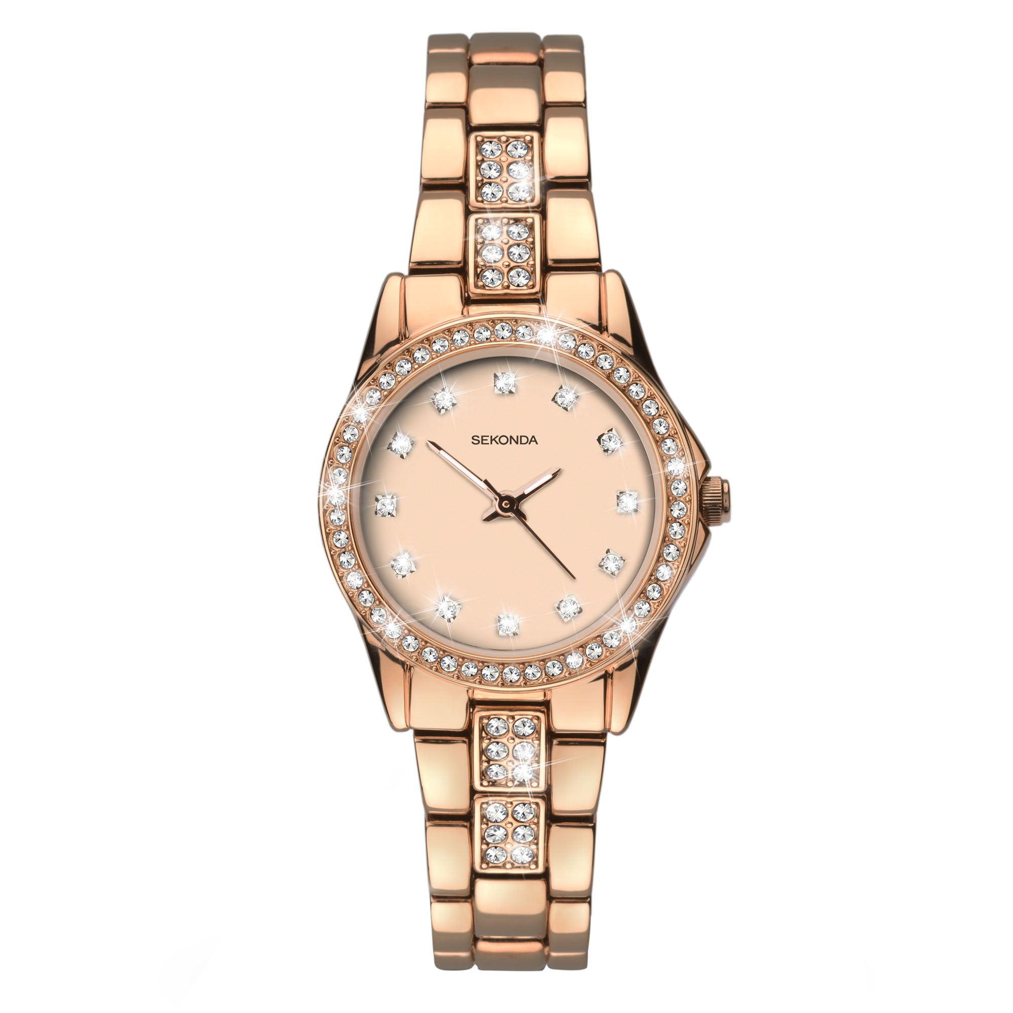 Sekonda Starfall Quartz Roségold Zifferblatt Roségold PVD Edelstahlarmband Damenarmbanduhr 2034