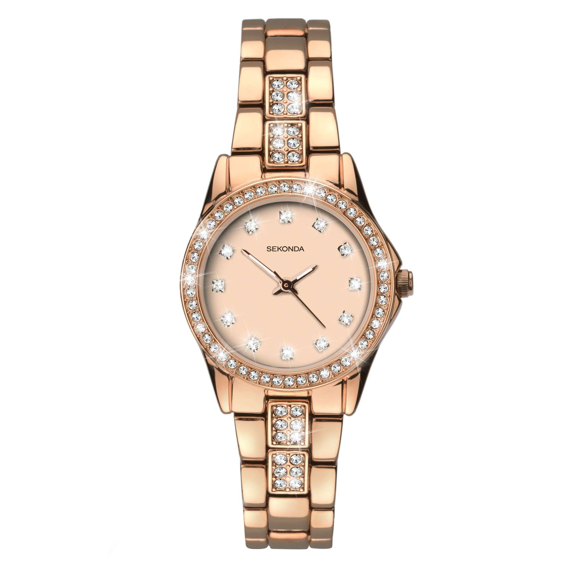 Sekonda Starfall Quartz Roségold Zifferblatt Roségold PVD Edelstahlarmband Damenarmbanduhr 2034