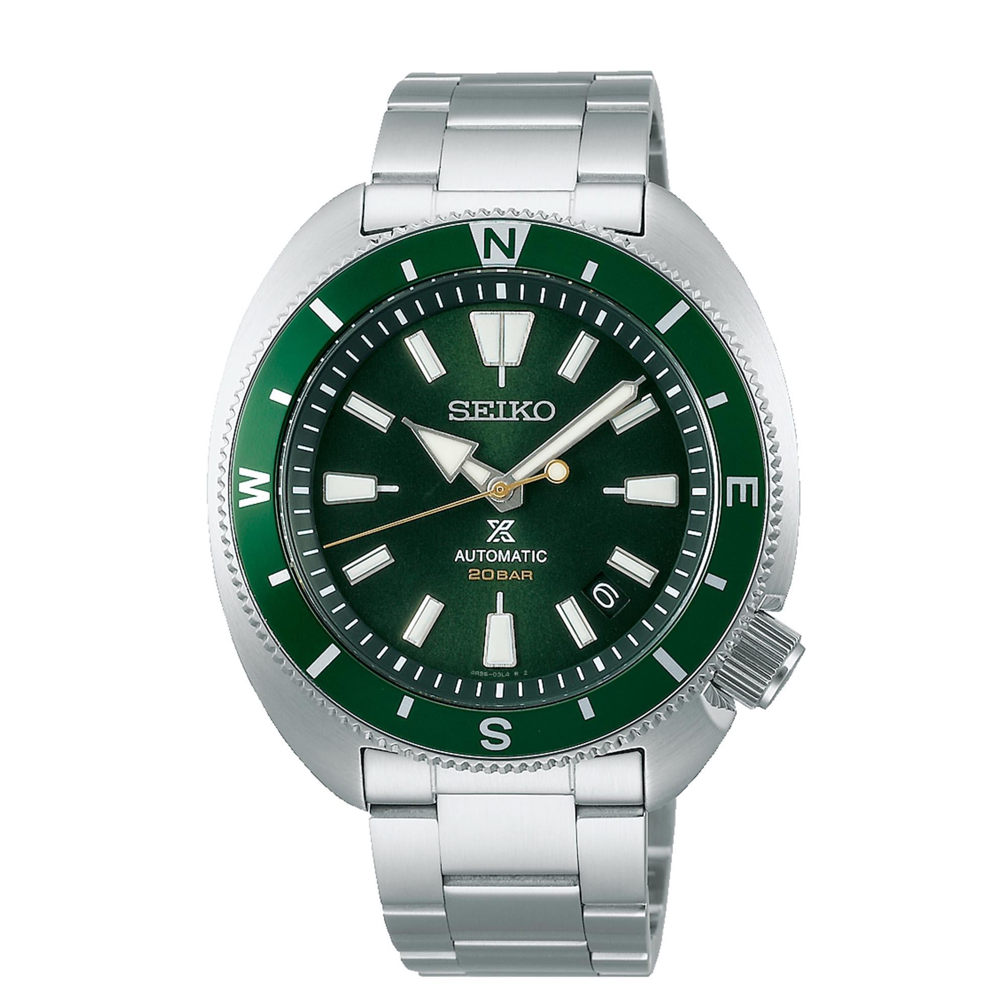 Seiko Prospex Schildkröte Automatik Grünes Zifferblatt Edelstahl Armband Herren Uhr SRPH15K1