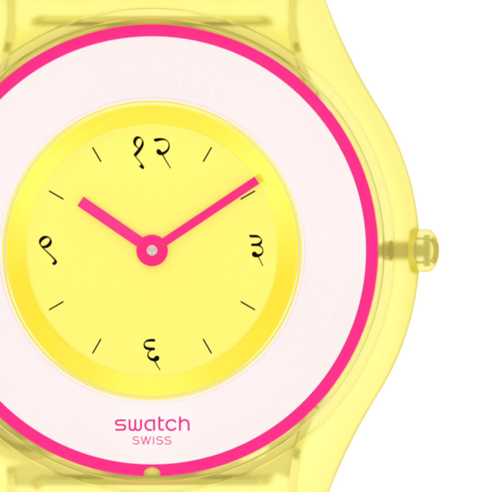 Swatch Supriya Lele India Rose 01 Quartz Yellow Dial Silicone Strap Ladies Watch SS08Z101