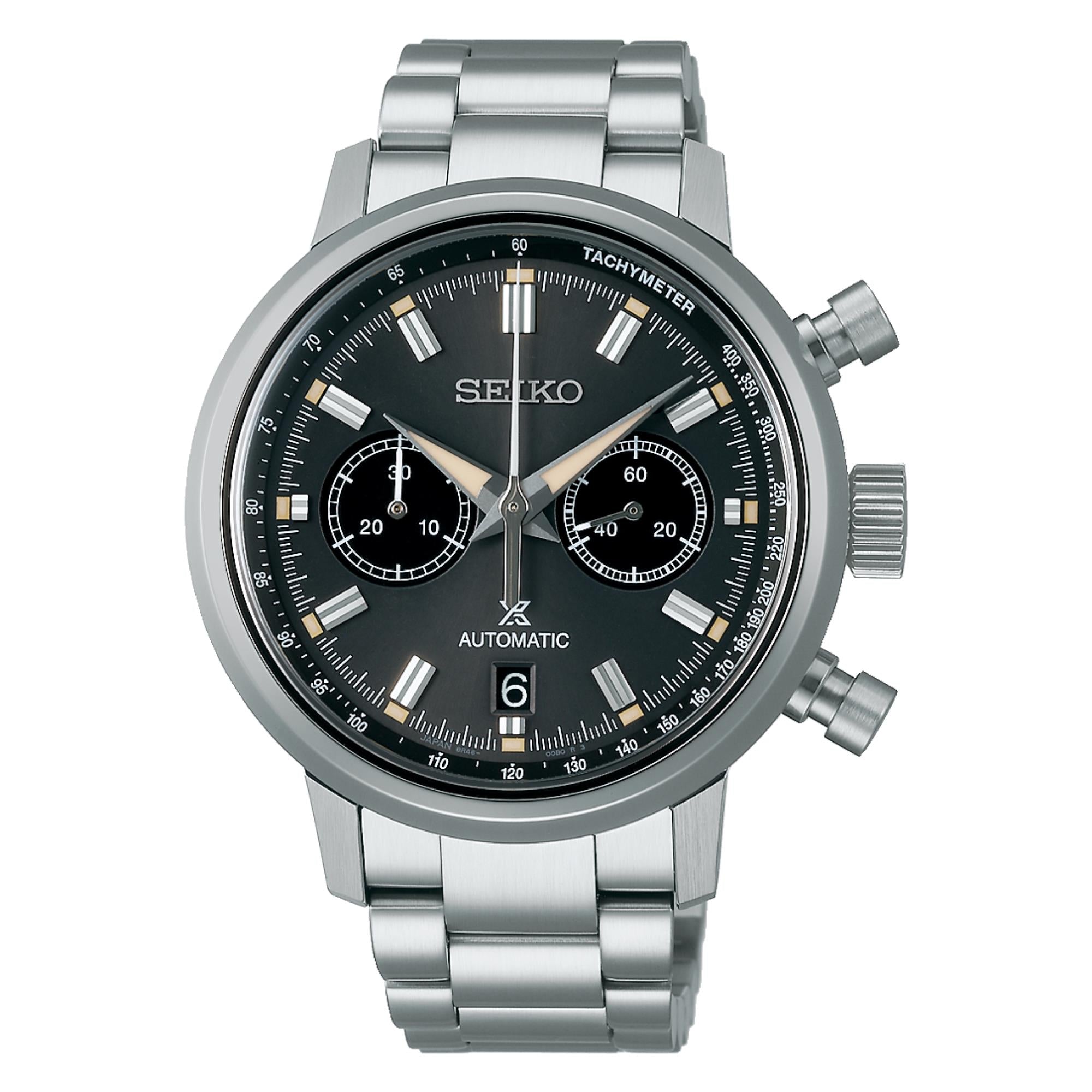 Seiko Prospex Speedtimer Automatic Black Dial Stainless Steel Bracelet Men's Watch SRQ037J1