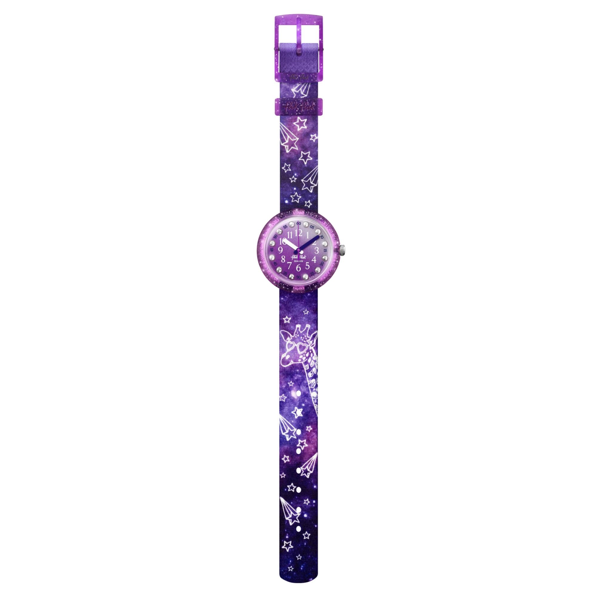 Flik Flak Giraxus Quartz Purple Dial Purple Textile Strap Children’s Watch FPNP080