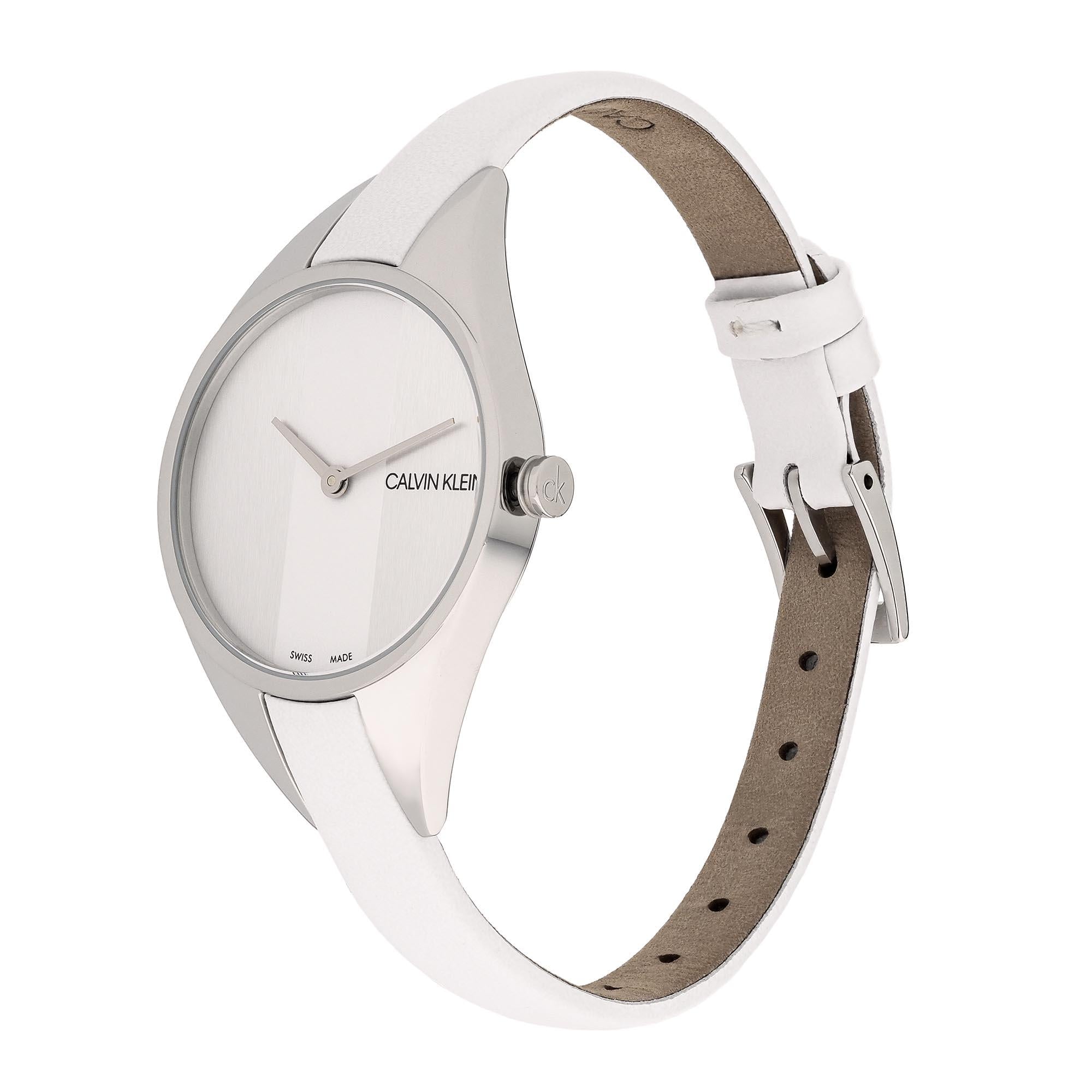 Calvin Klein Wavy Quarz Silbernes Zifferblatt Edelstahlarmband Damen Uhr K8P231L6