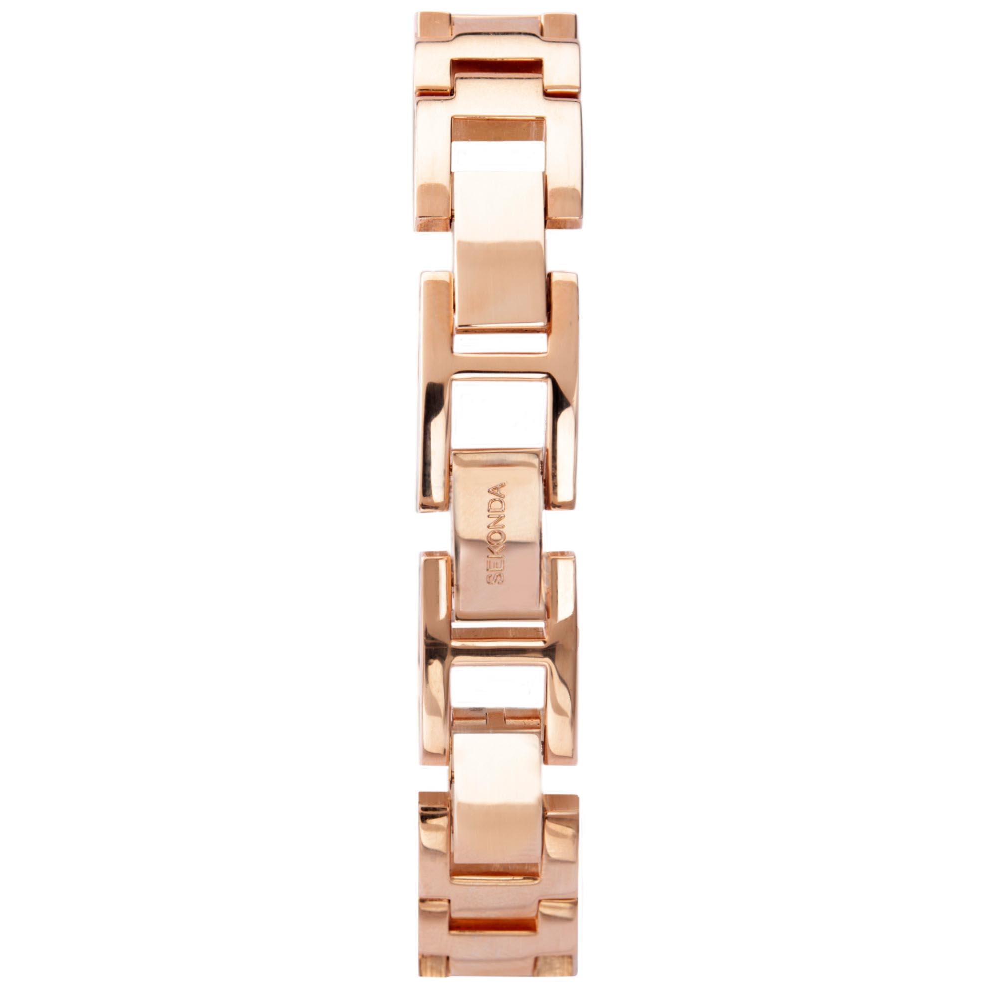 Seksy Sparkle Shimmer Quartz Roségold Zifferblatt Roségold PVD Messing Armband Damen Uhr 2850