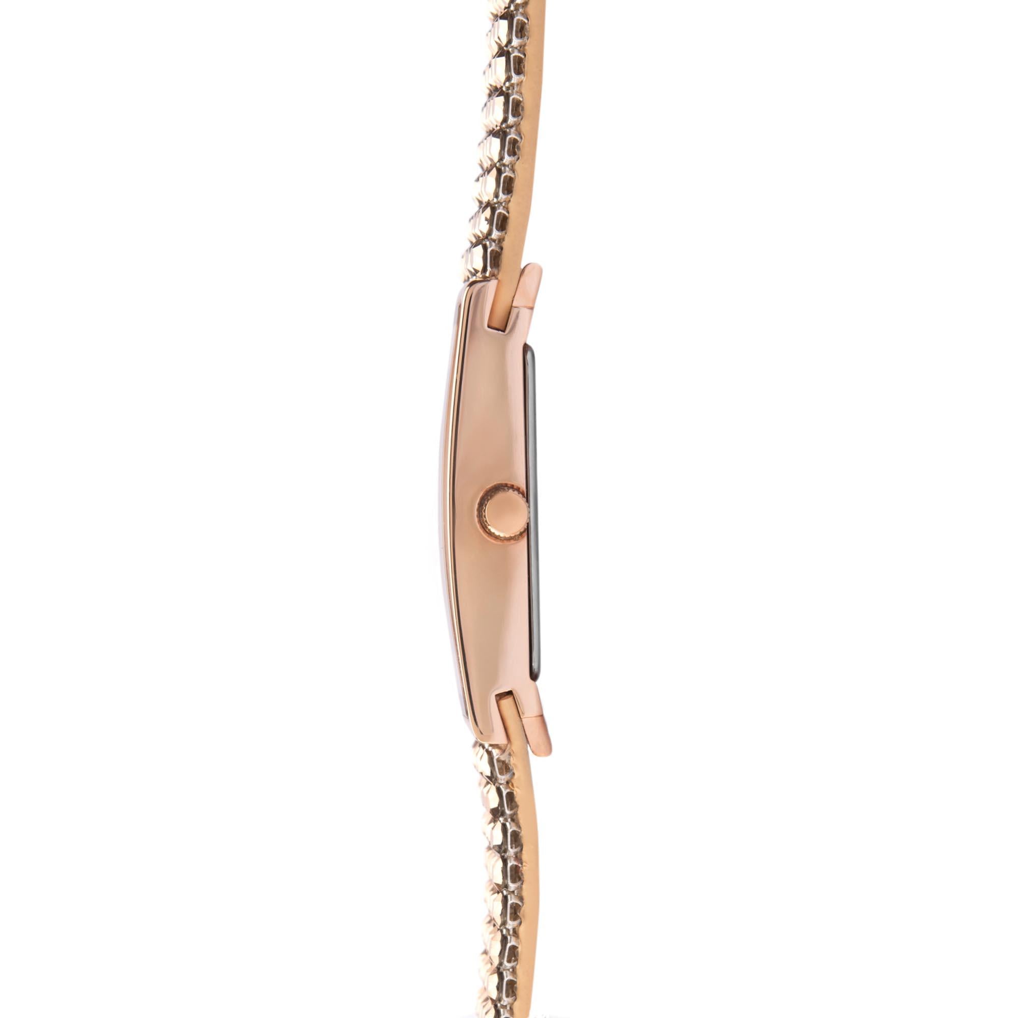Seksy Sparkle Shimmer Quartz Roségold Zifferblatt Roségold PVD Messing Armband Damen Uhr 2850