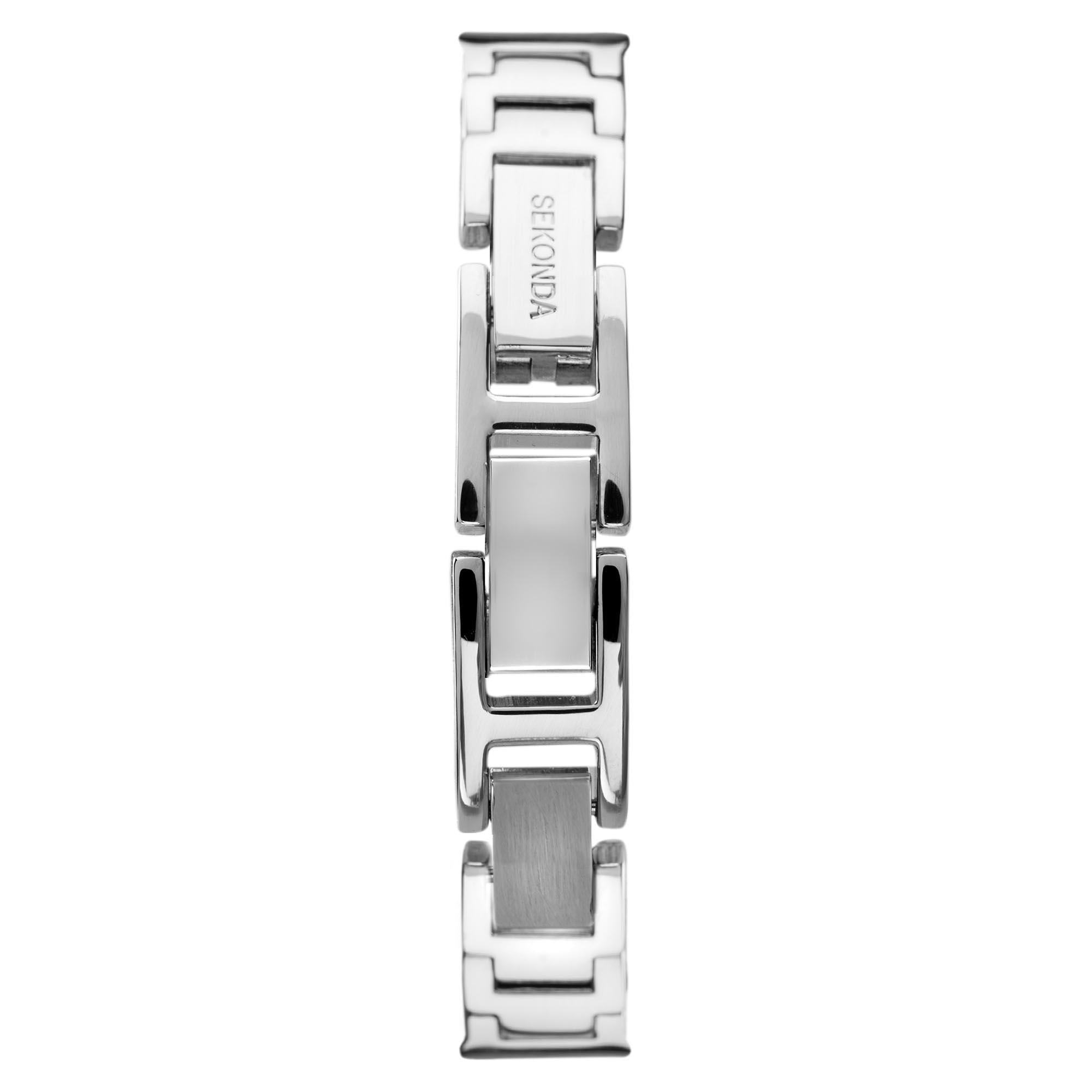 Seksy Rocks Quartz Silbernes Zifferblatt Silbernes Messing Armband Damen Uhr 40039