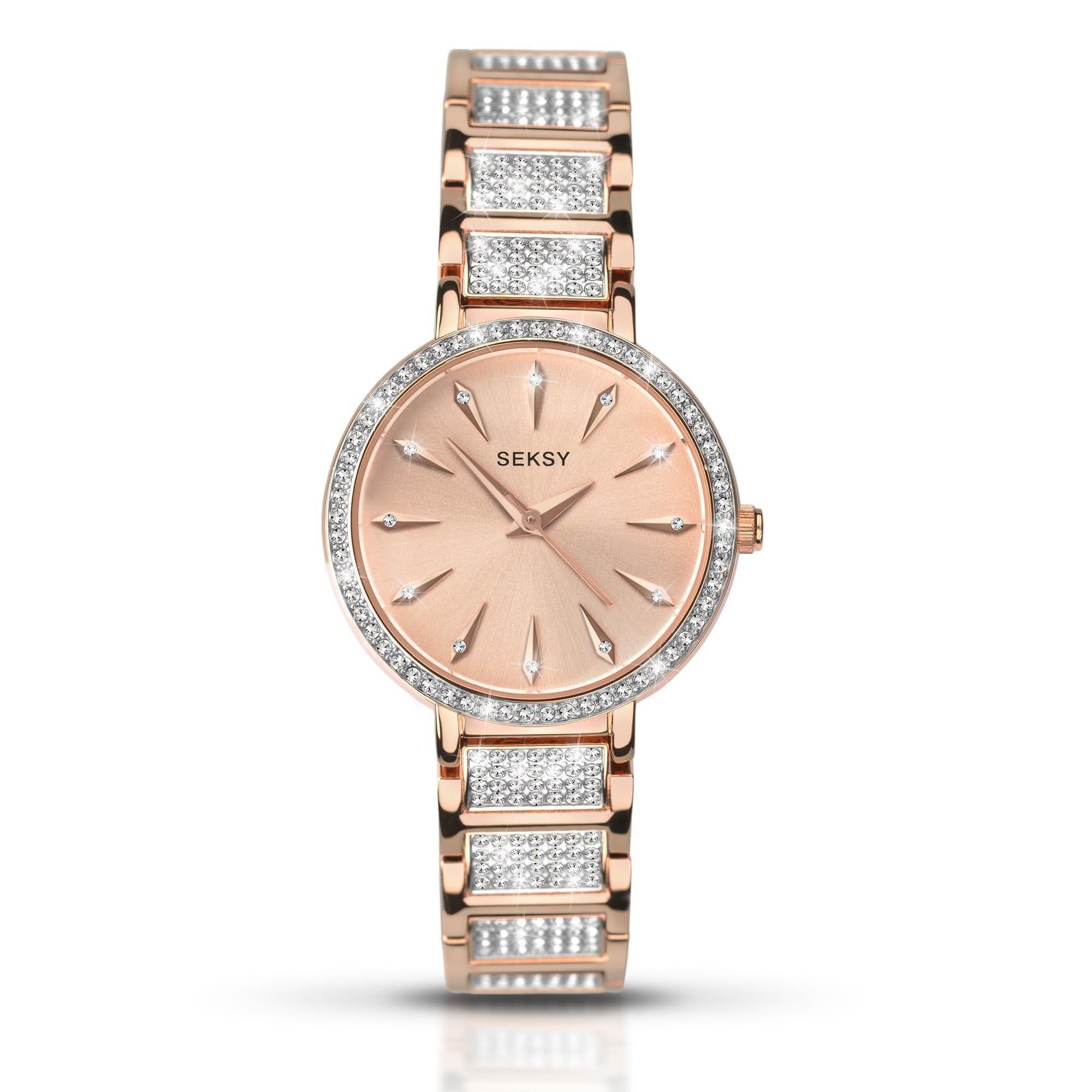 Seksy Classic Quartz Roségold Zifferblatt Roségold PVD Messing Armband Damen Uhr 2372