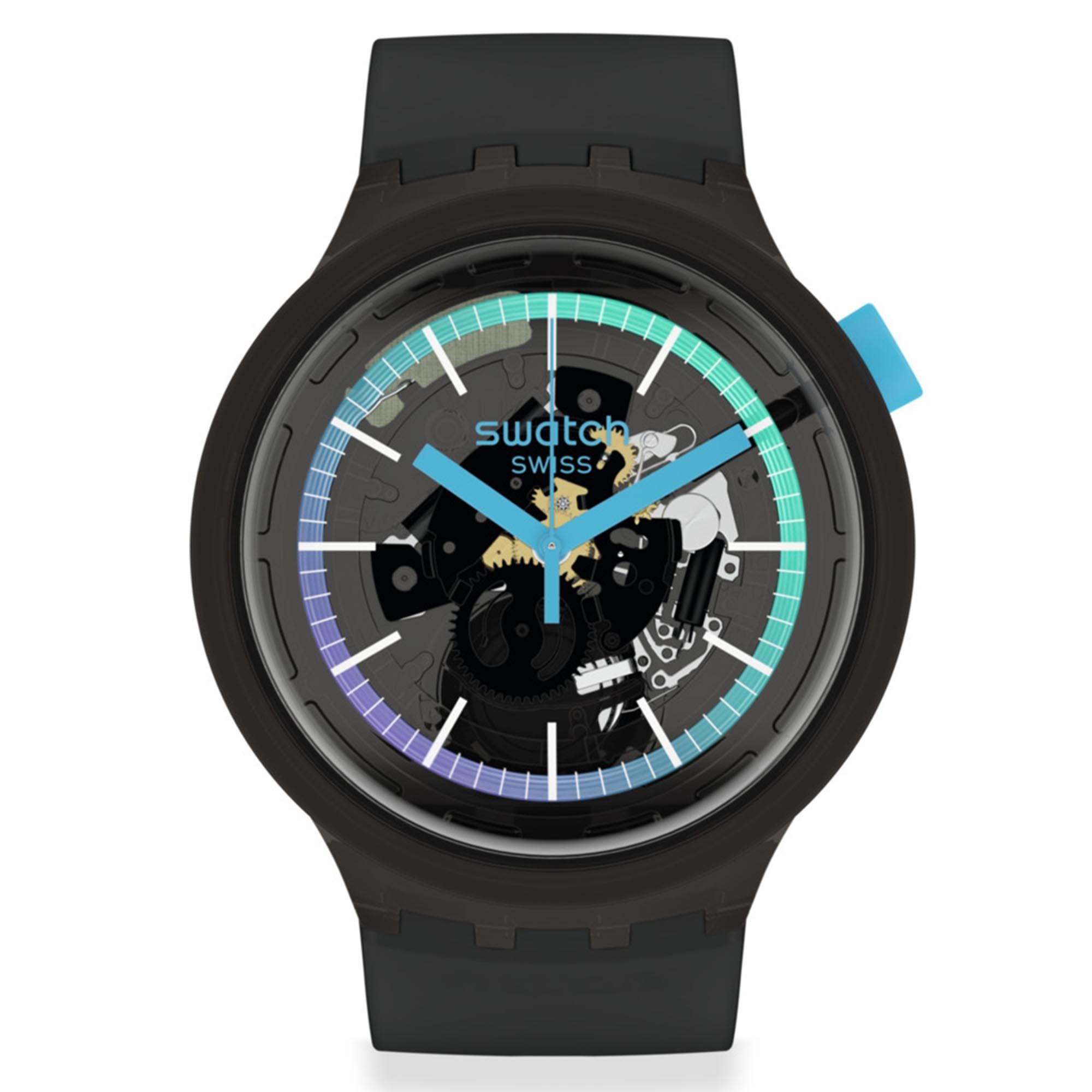 Swatch SwatchPAY! BbblackPAY! Quarz Skelettzifferblatt Silikonarmband Uhr SO27B120-5300
