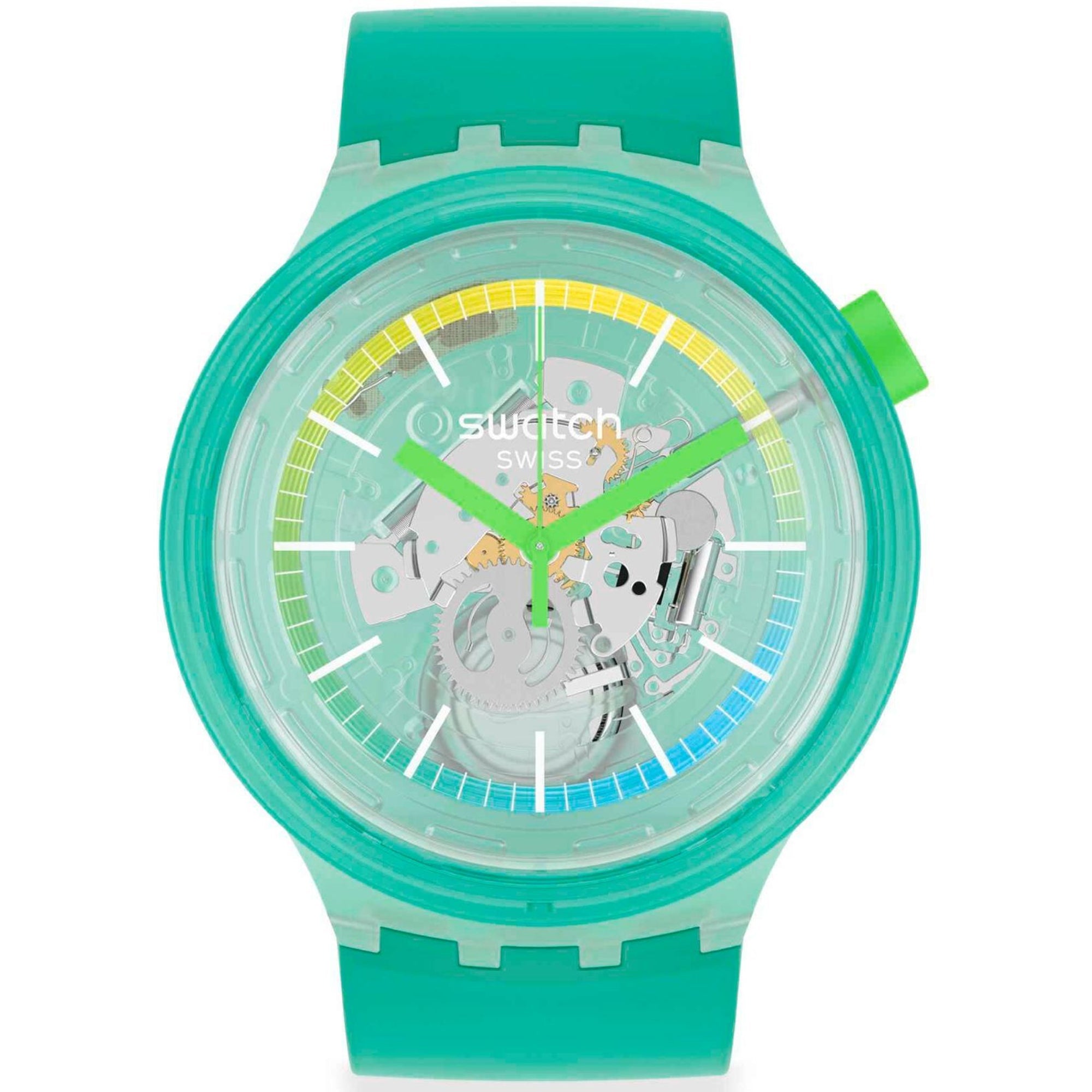 Swatch SwatchPAY! Türkis Pay! Quarz Skelettzifferblatt Schwarzes Silikonarmband Uhr SO27L100-5300
