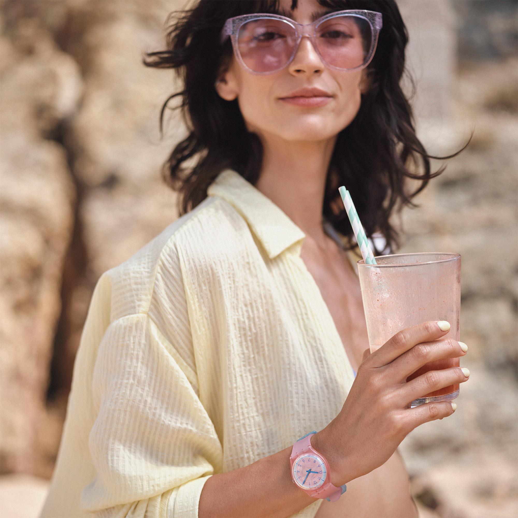 Swatch SwatchPAY! Pink Pay! Quarz Pinkes Zifferblatt Pinkes Silikonarmband Damen Uhr SVHP100-5300
