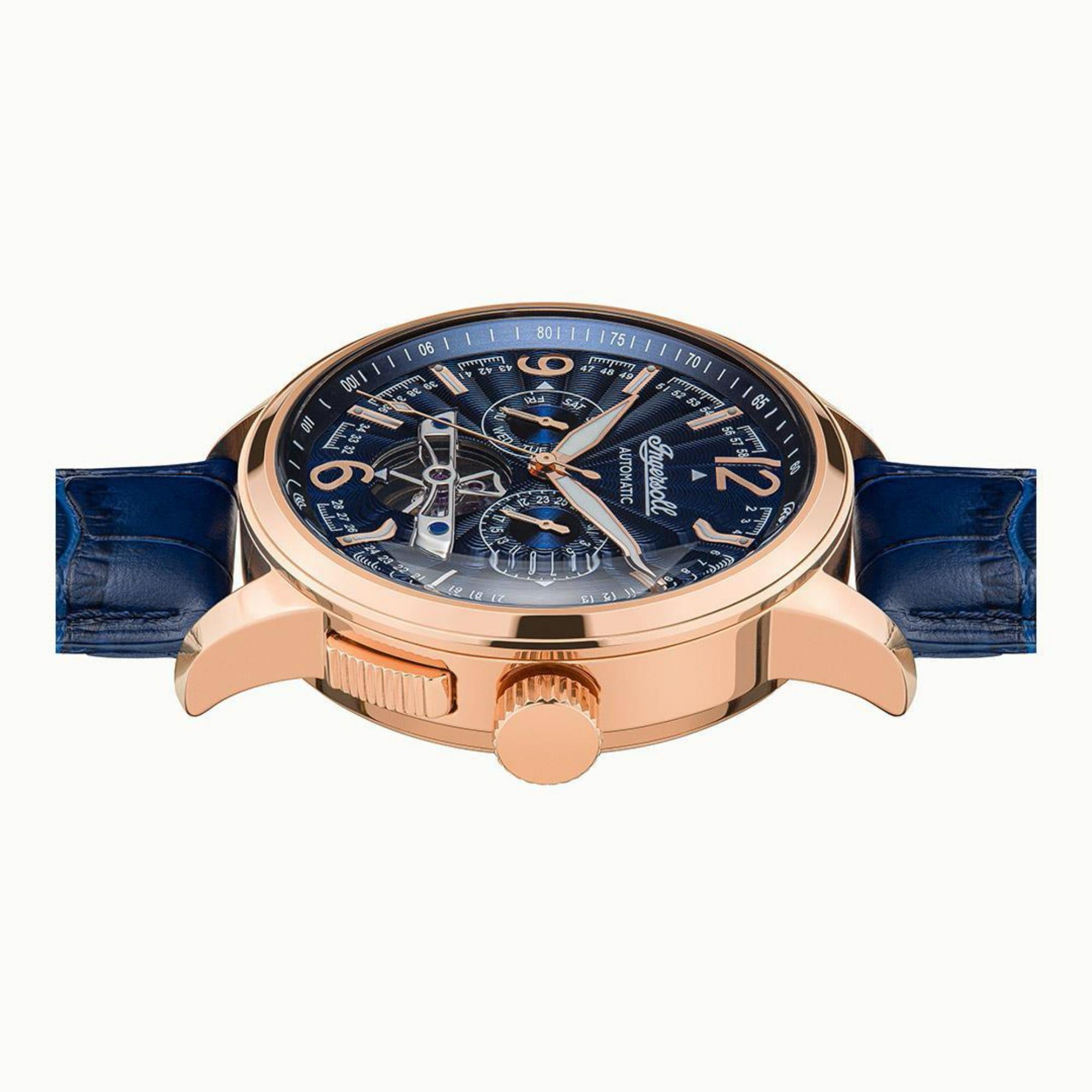 Ingersoll The Regent Automatik Blau Zifferblatt Blau Lederarmband Herren Uhr I00301B