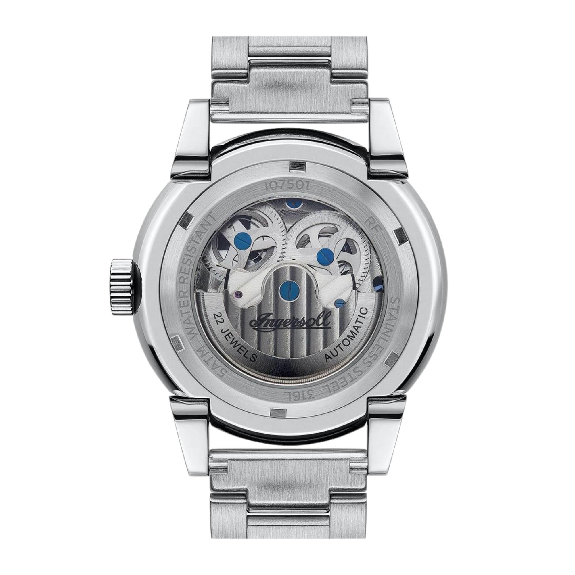 Ingersoll The Swing Automatik Blaues Zifferblatt Edelstahl Armband Herren Uhr I07501