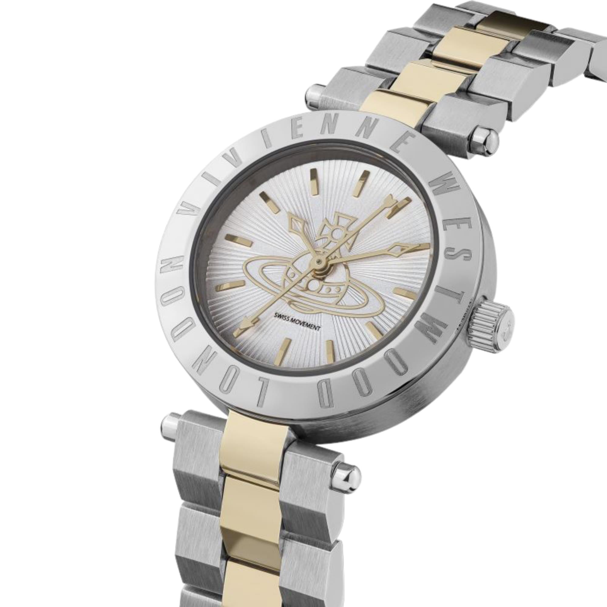 Vivienne Westwood Westbourne Quarz Silbernes Zifferblatt Zweifarbiges Edelstahlarmband Damen Uhr VV092LSG